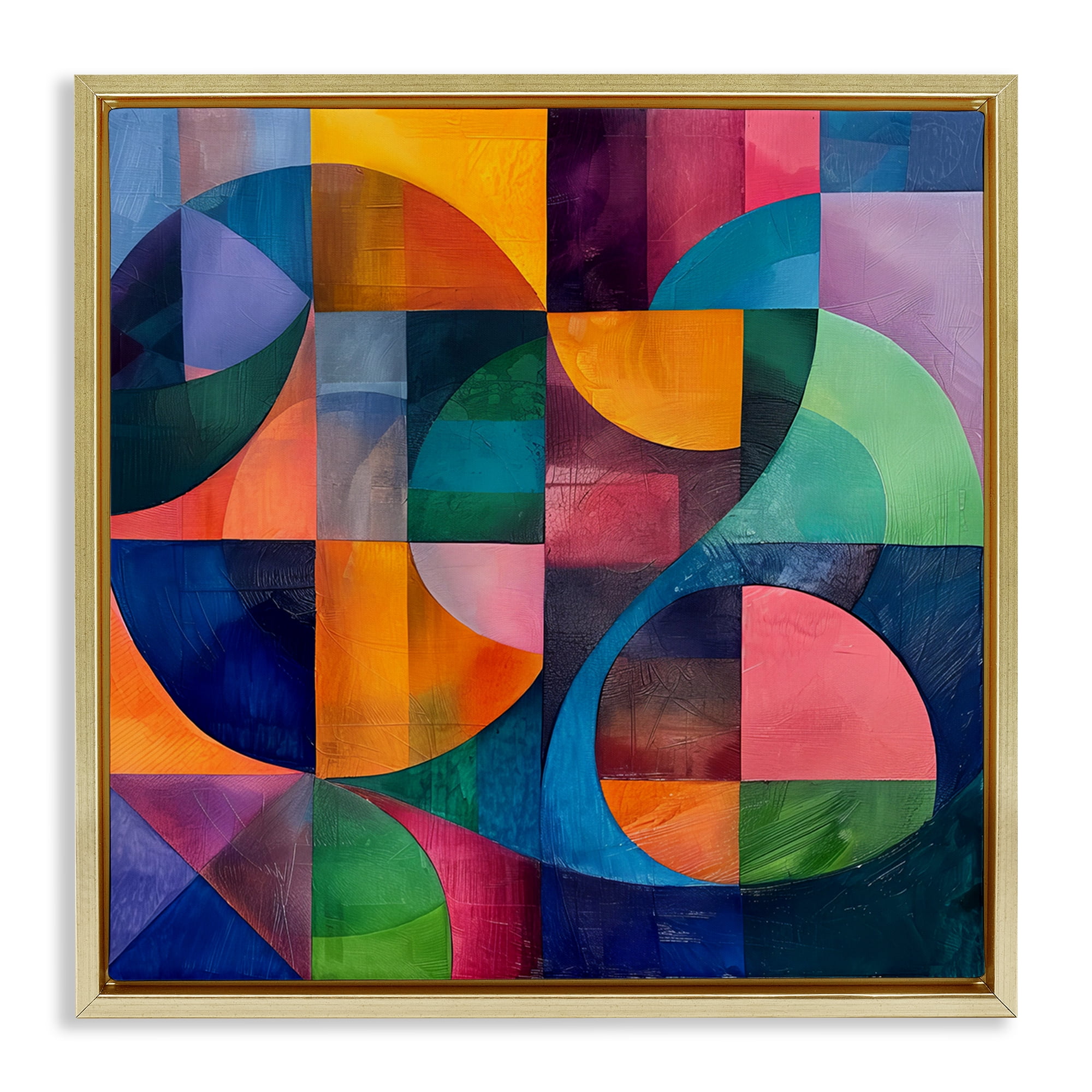 Stupell Industries Luminous Spectrum Shapes Abstract Painting Gold Floater Framed Canvas Art Print Wall Art, 25 x 25