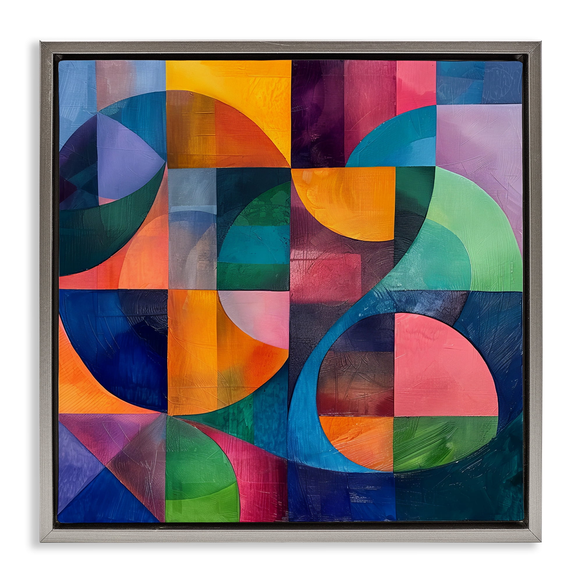 Stupell Industries Luminous Spectrum Shapes Abstract Painting Gray Floater Framed Canvas Art Print Wall Art, 18 x 18