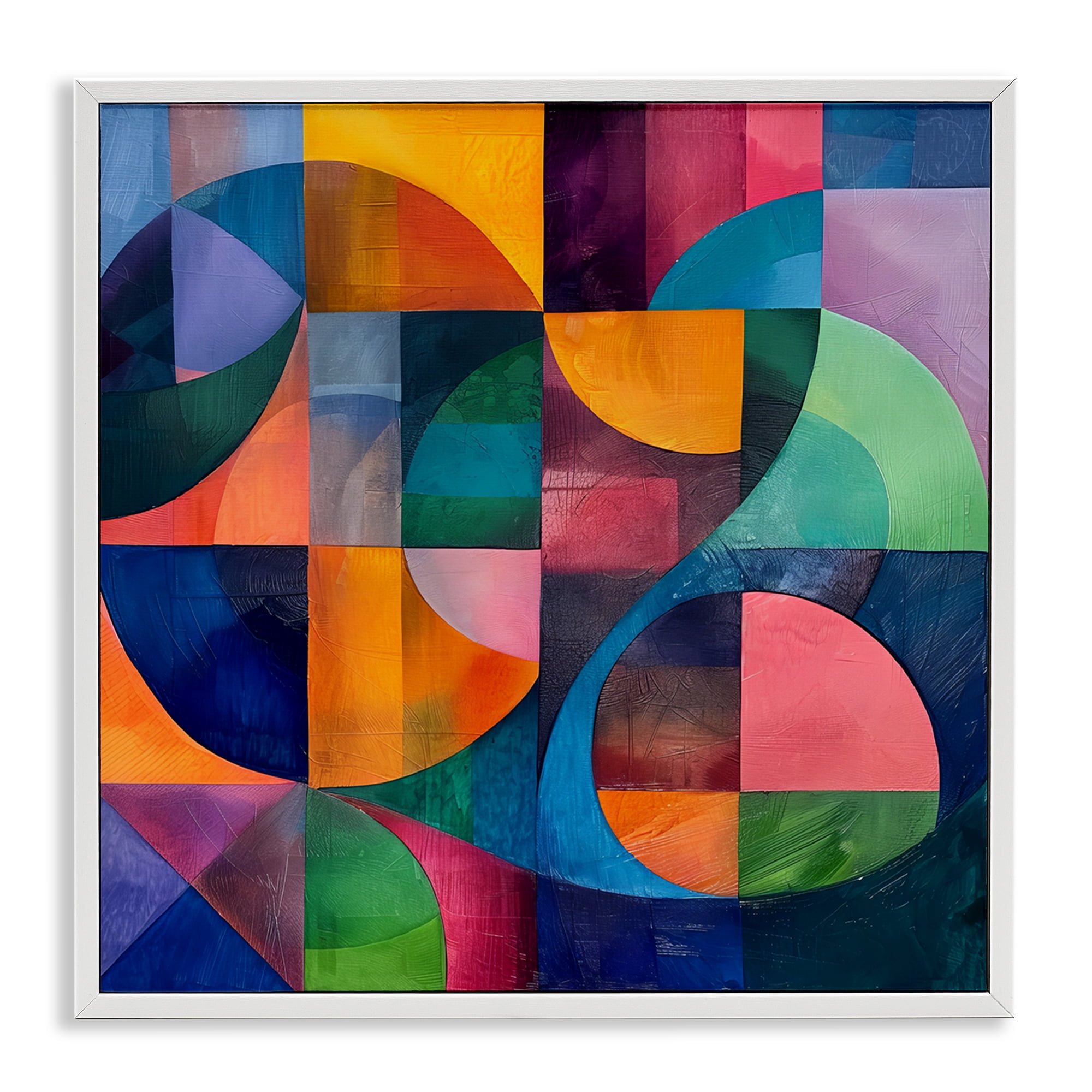 Stupell Industries Luminous Spectrum Shapes Abstract Painting White Framed Art Print Wall Art, 24 x 24