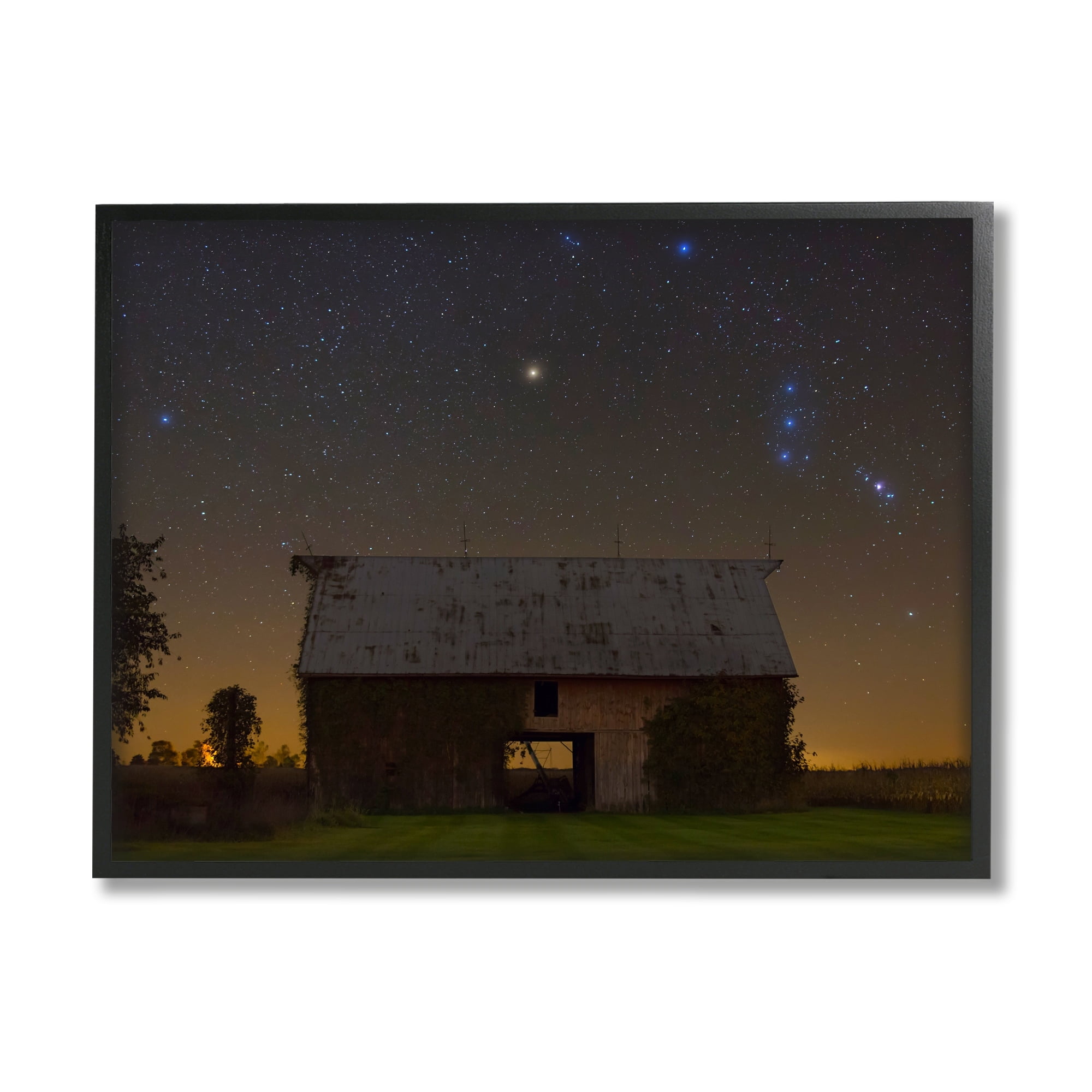 Stupell Industries Luminous Stars Shining Nighttime Constellations Quiet Cabin Photograph Black Framed Art Print Wall Art, Design by Royce Bair