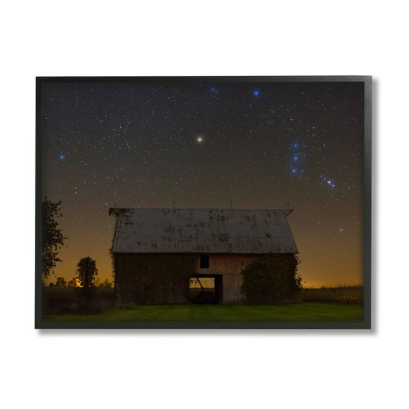 Stupell Industries Luminous Stars Shining Nighttime Constellations Quiet Cabin Photograph Black Framed Art Print Wall Art, Design by Royce Bair