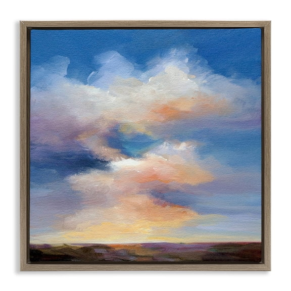 Stupell Industries Luminous Sunset Clouds Landscape & Nature Painting Brown Floater Framed Canvas Art Print Wall Art, 25 x 25
