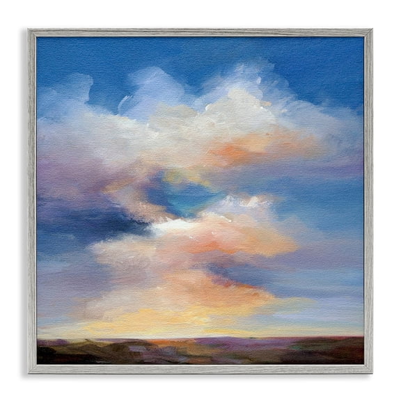 Stupell Industries Luminous Sunset Clouds Landscape & Nature Painting Gray Framed Art Print Wall Art, 24 x 24