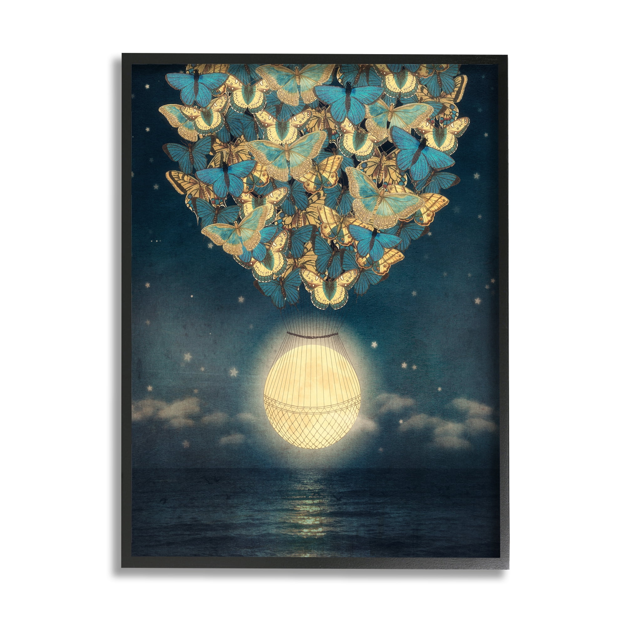 Stupell Industries Lunar Butterfly Hot Air Balloon Surreal Ocean Sky,16 x 20, Design by Paula Belle Flores