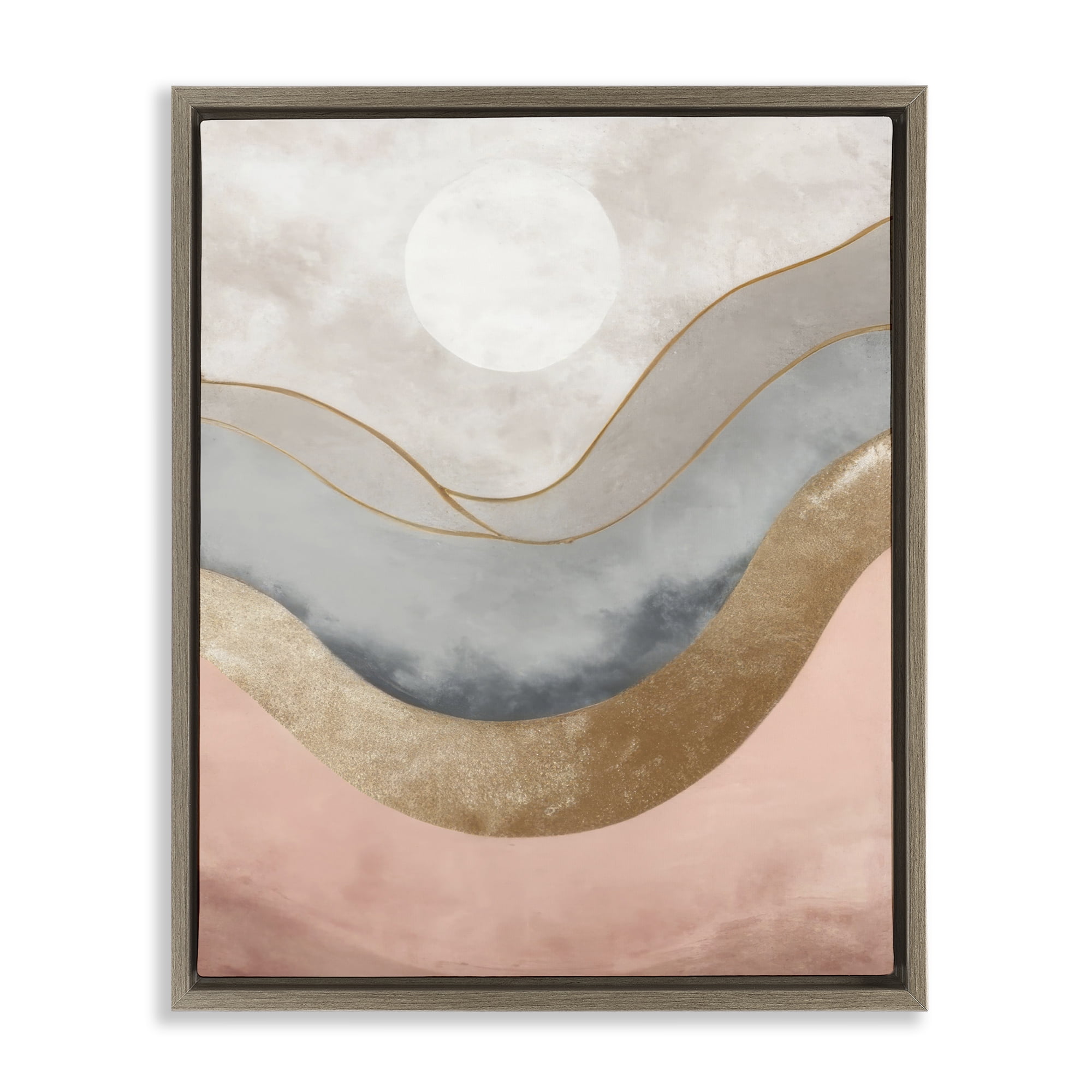 Stupell Industries Lunar Curves Landscape Abstract Painting Brown Floater Framed Canvas Art Print Wall Art, 17 x 21