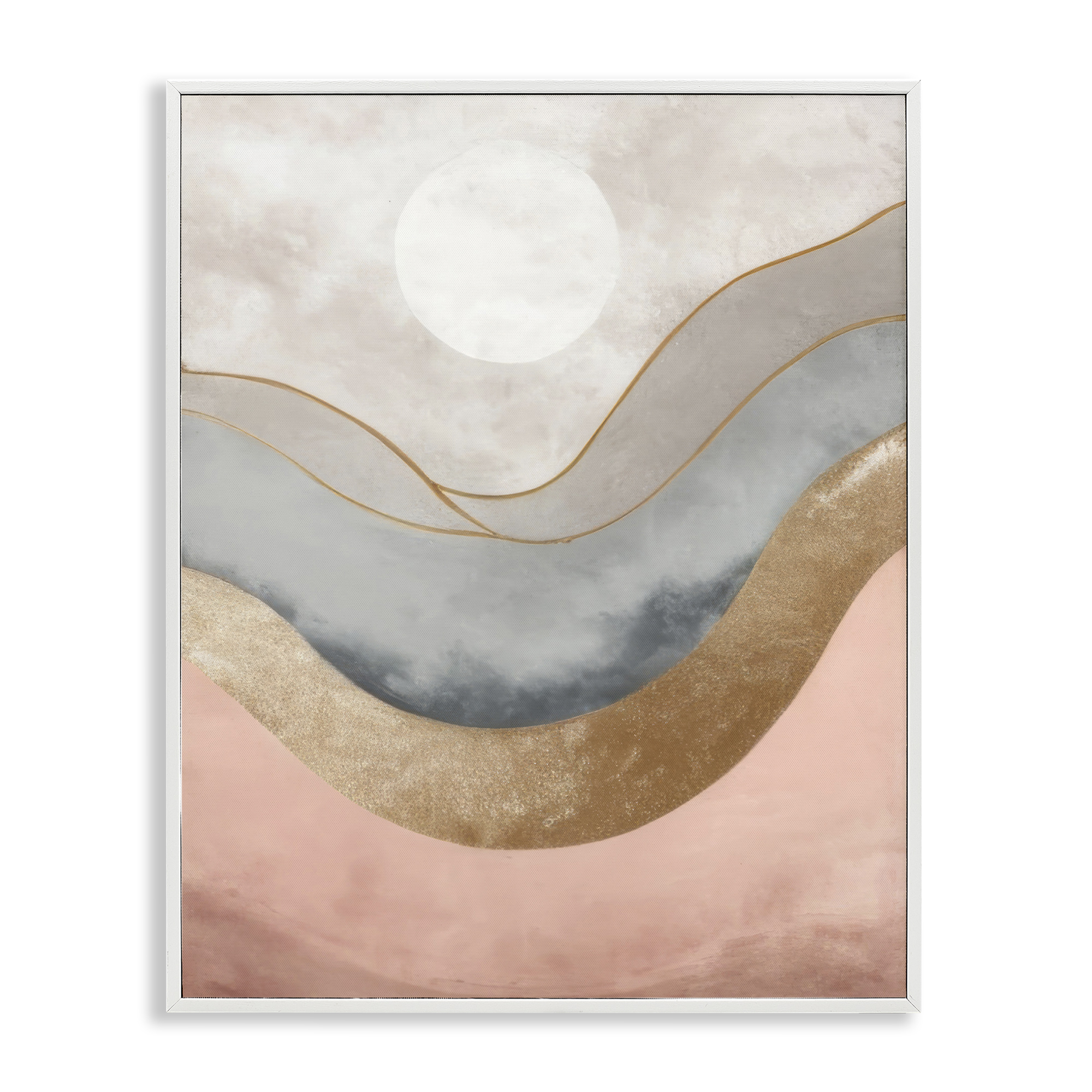Stupell Industries Lunar Curves Landscape Abstract Painting White Framed Art Print Wall Art, 11 x 14