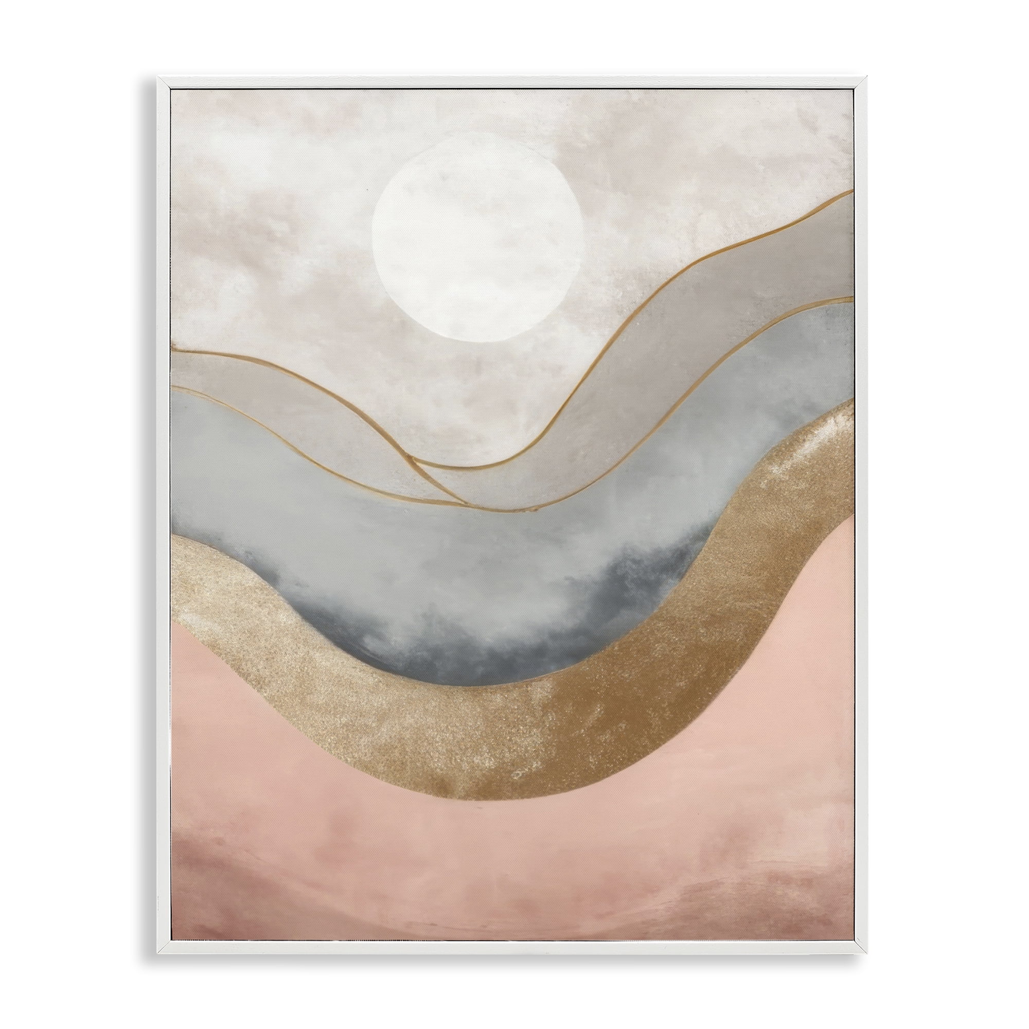 Stupell Industries Lunar Curves Landscape Abstract Painting White Framed Art Print Wall Art, 24 x 30