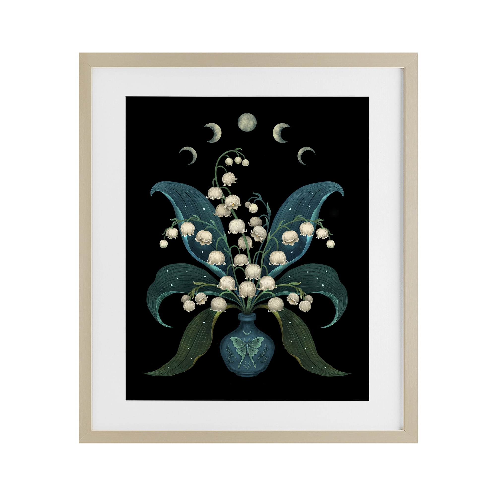 Stupell Industries Lunar Lily Of Valley Birch Framed Print Under Glass, design by Episodic Drawings