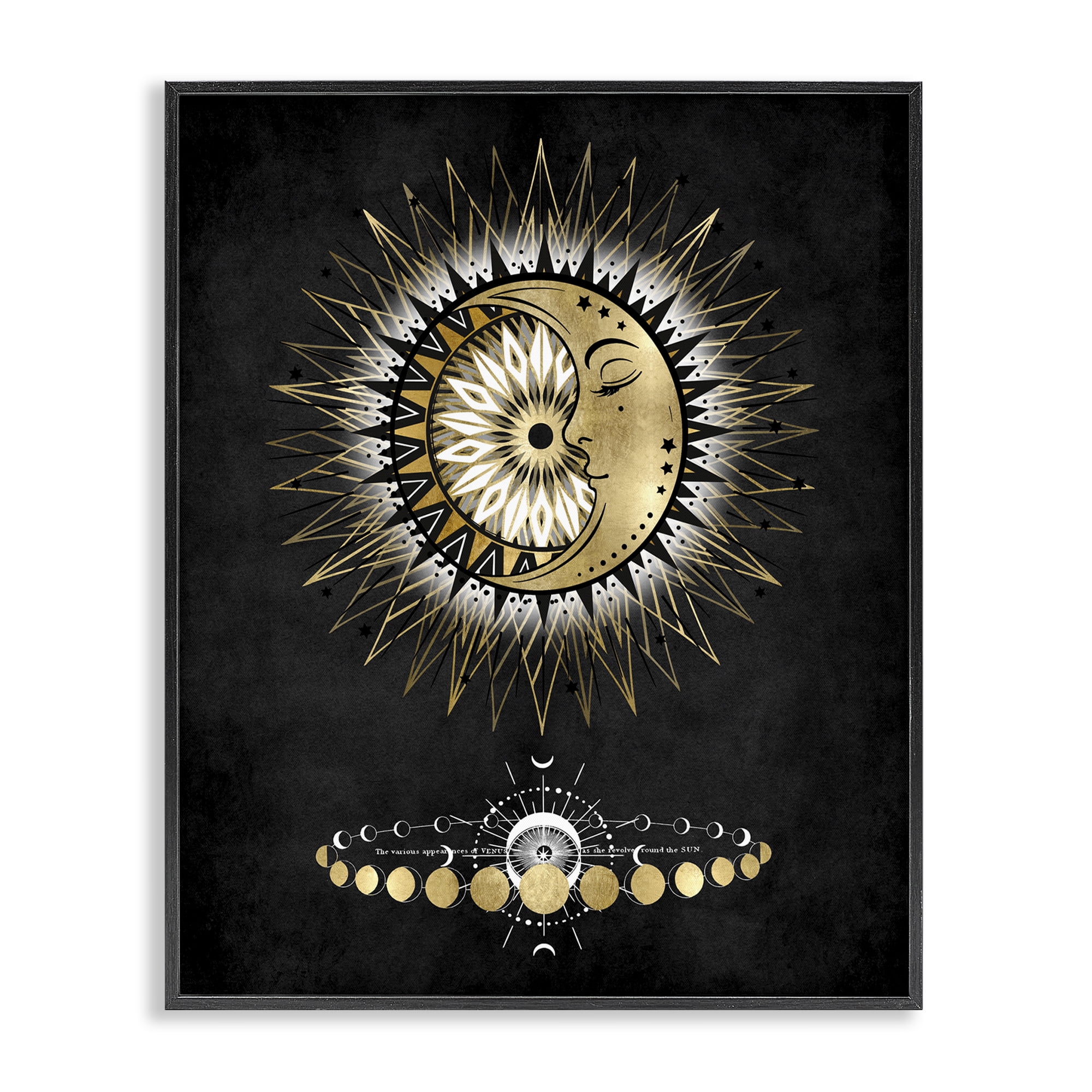 Stupell Industries Lunar Phrases Astrology Astrology & Stars Painting Black Framed Art Print Wall Art, 11 x 14