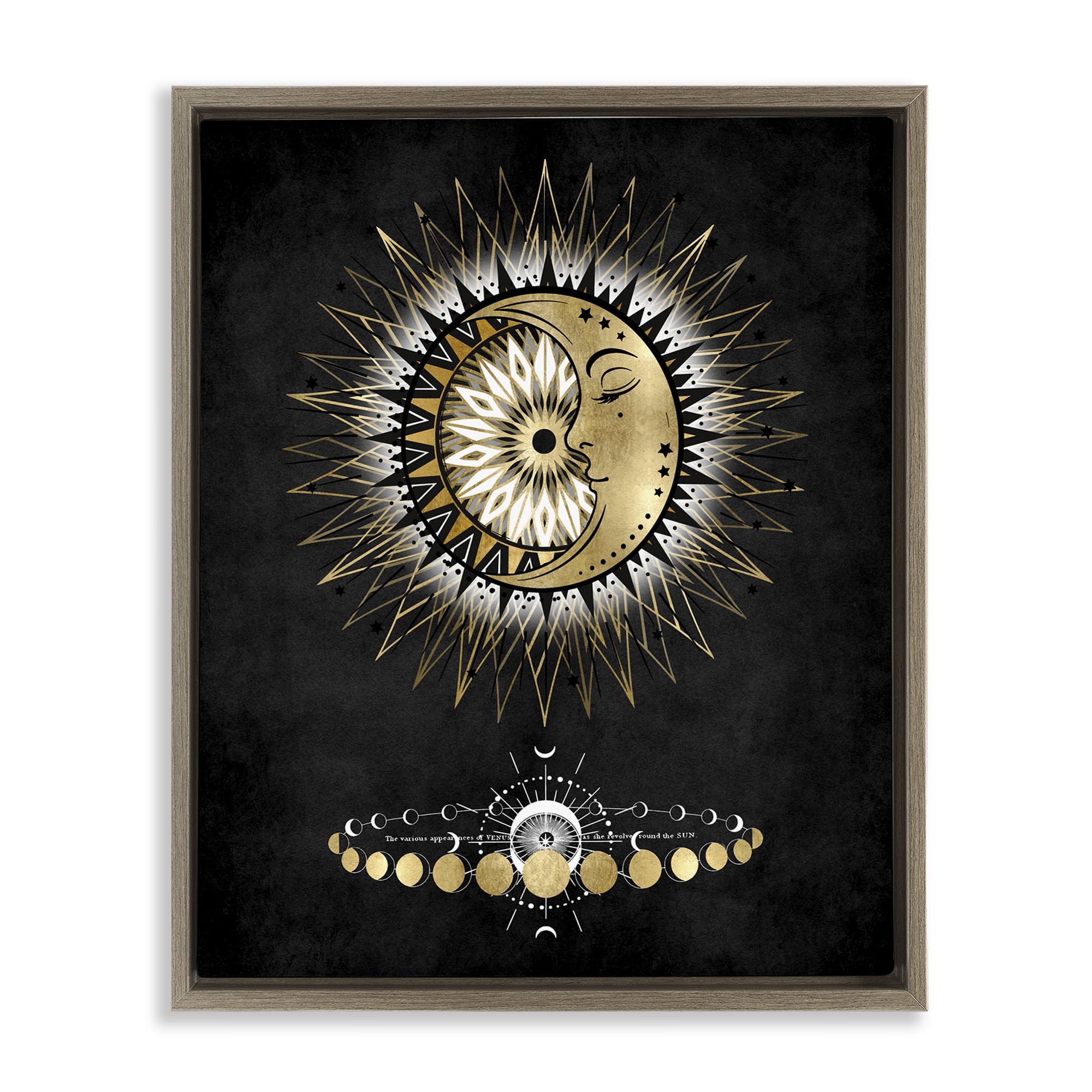 Stupell Industries Lunar Phrases Astrology Astrology & Stars Painting Brown Floater Framed Canvas Art Print Wall Art, 25 x 31