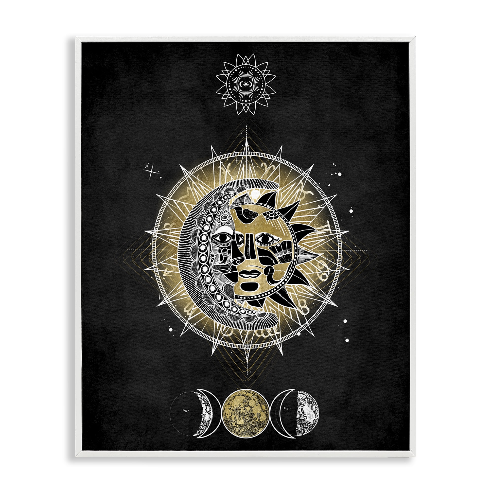 Stupell Industries Lunar & Solar Fractal Astrology & Stars Painting White Framed Art Print Wall Art, 16 x 20