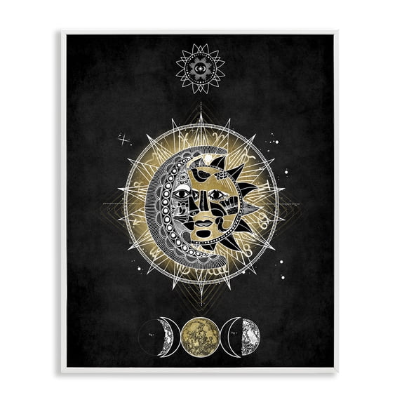 Stupell Industries Bohemian Lunar & Solar Fractal White Framed Giclee Art, 24 x 30, by Oliver Jeffries