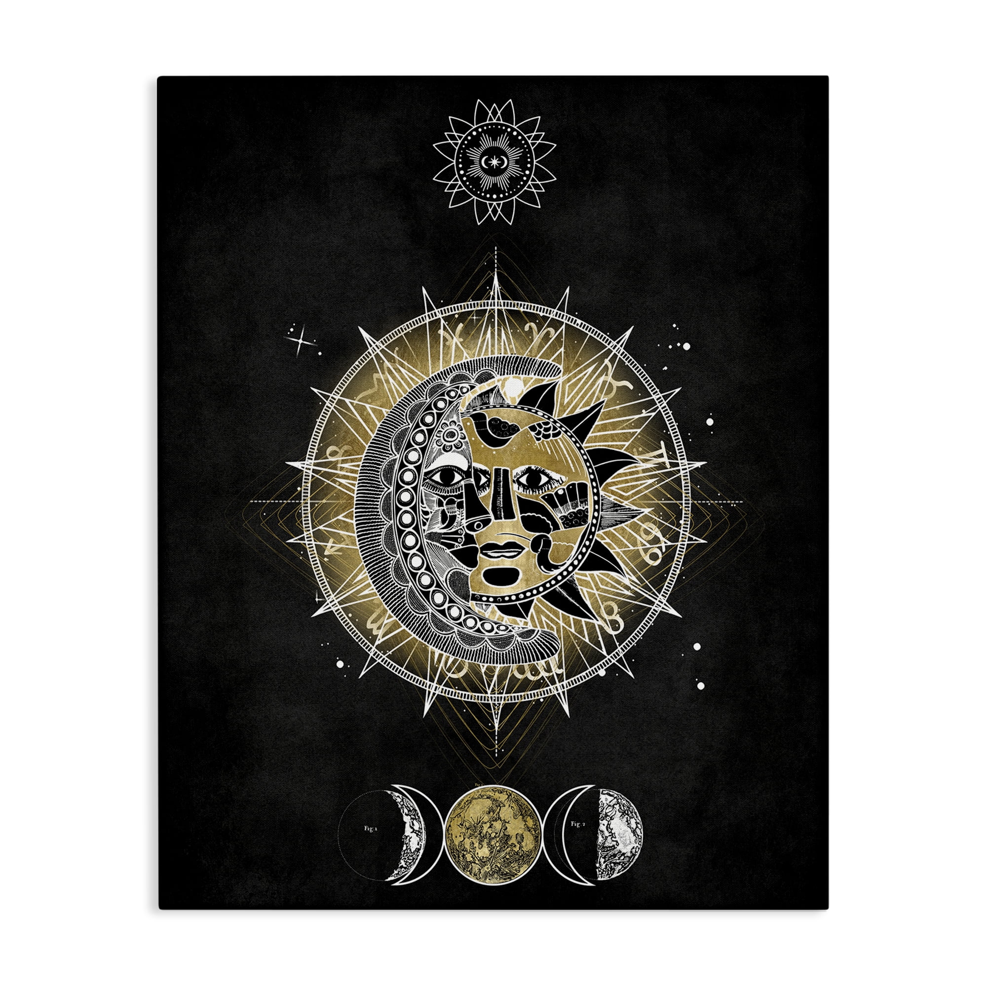 Stupell Industries Lunar & Solar Fractal Astrology & Stars Painting Wrapped Canvas Art Print Wall Art, 30 x 40