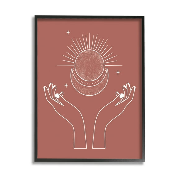 Stupell Industries Lunar Solar Hands Reaching Stars Astral Design Framed Wall Art, 24 x 30, Design by JJ Design House LLC