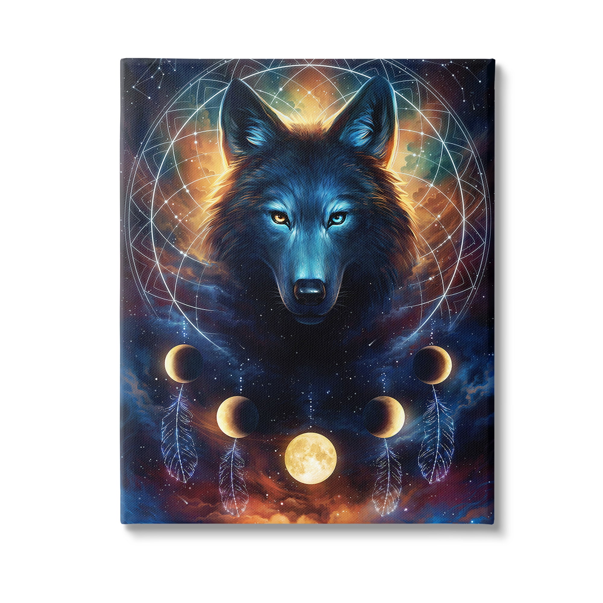 Stupell Industries Lunar Wolf & Galaxy Animals & Insects Painting Gallery Wrapped Canvas Art Print Wall Art, 16 x 20