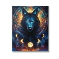 Stupell Industries Lunar Wolf & Galaxy Animals & Insects Painting Gallery Wrapped Canvas Art Print Wall Art, 16 x 20