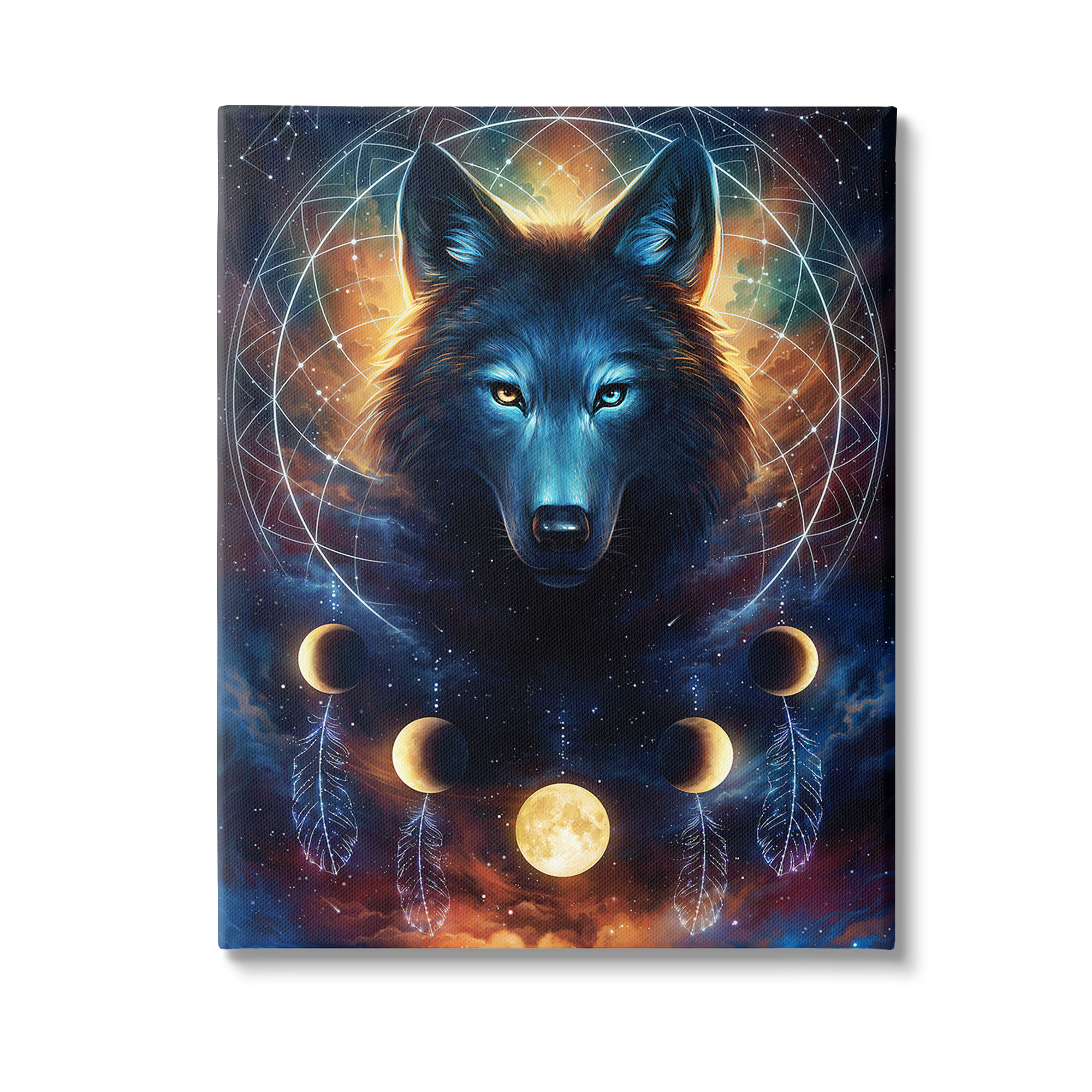 Stupell Industries Lunar Wolf & Galaxy Animals & Insects Painting Gallery Wrapped Canvas Art Print Wall Art, 24 x 30