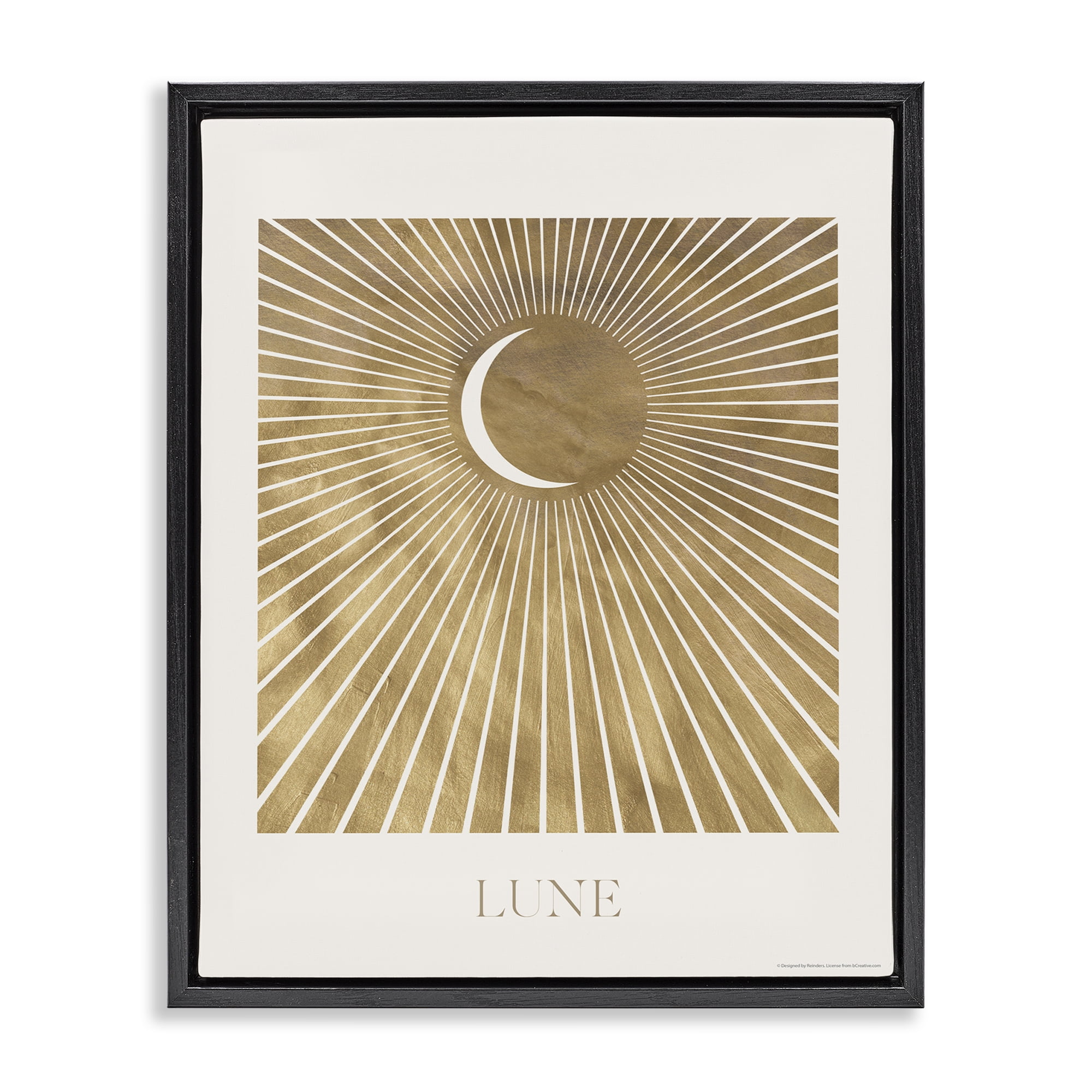 Stupell Industries Lune Boho Moon Astrology & Stars Painting Black Floater Framed Canvas Art Print Wall Art, 25 x 31