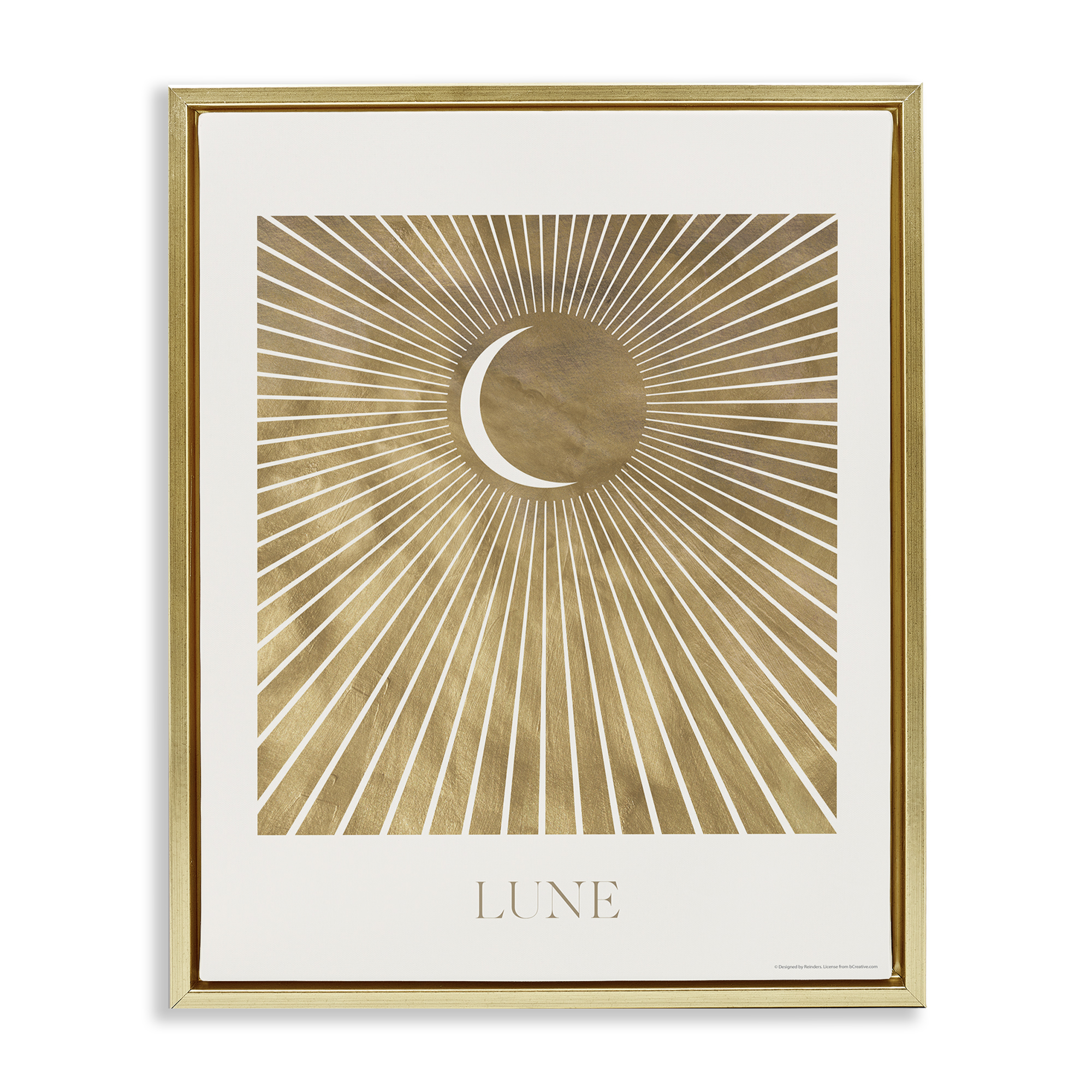 Stupell Industries Lune Boho Moon Astrology & Stars Painting Gold Floater Framed Canvas Art Print Wall Art, 25 x 31