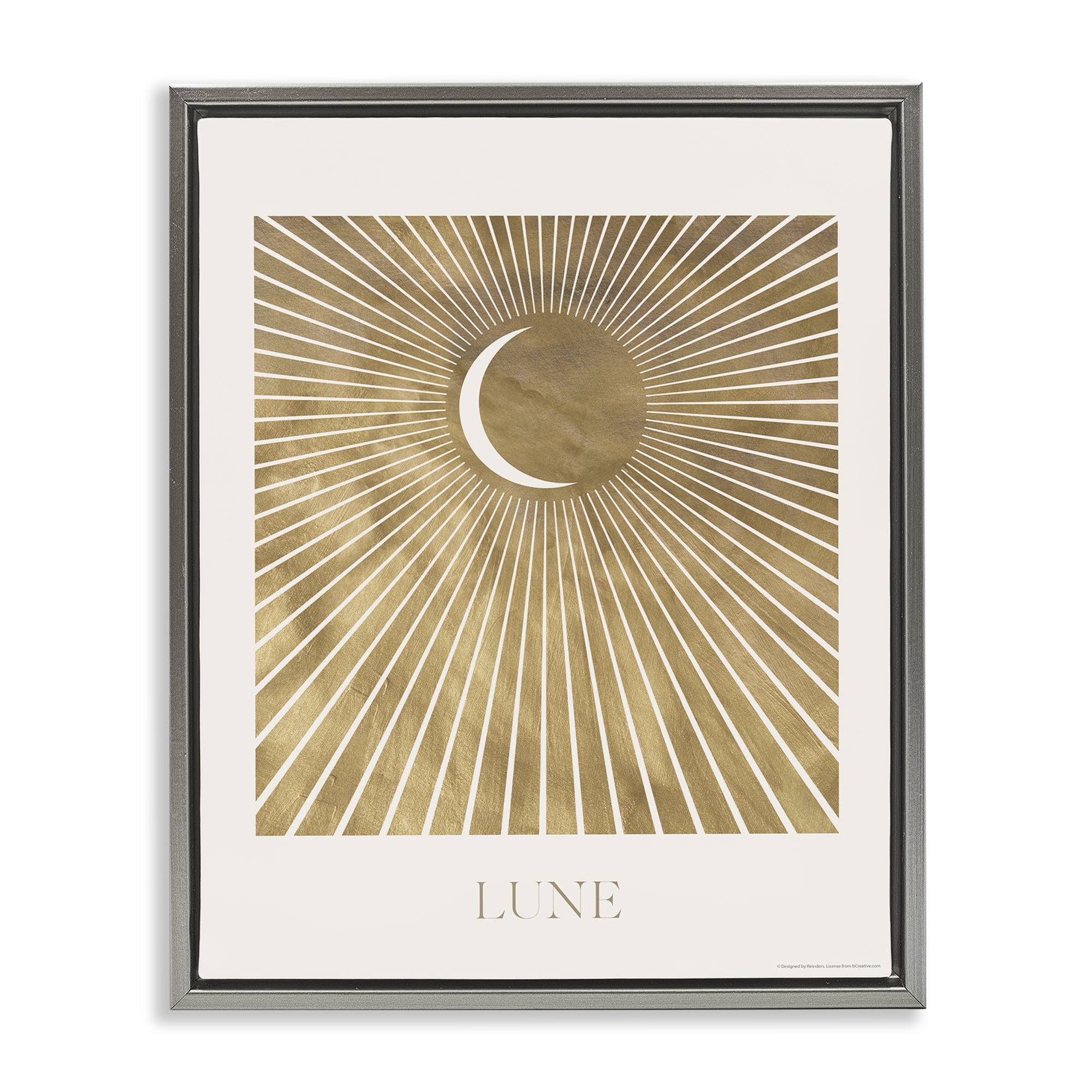 Stupell Industries Lune Boho Moon Astrology & Stars Painting Gray Floater Framed Canvas Art Print Wall Art, 17 x 21