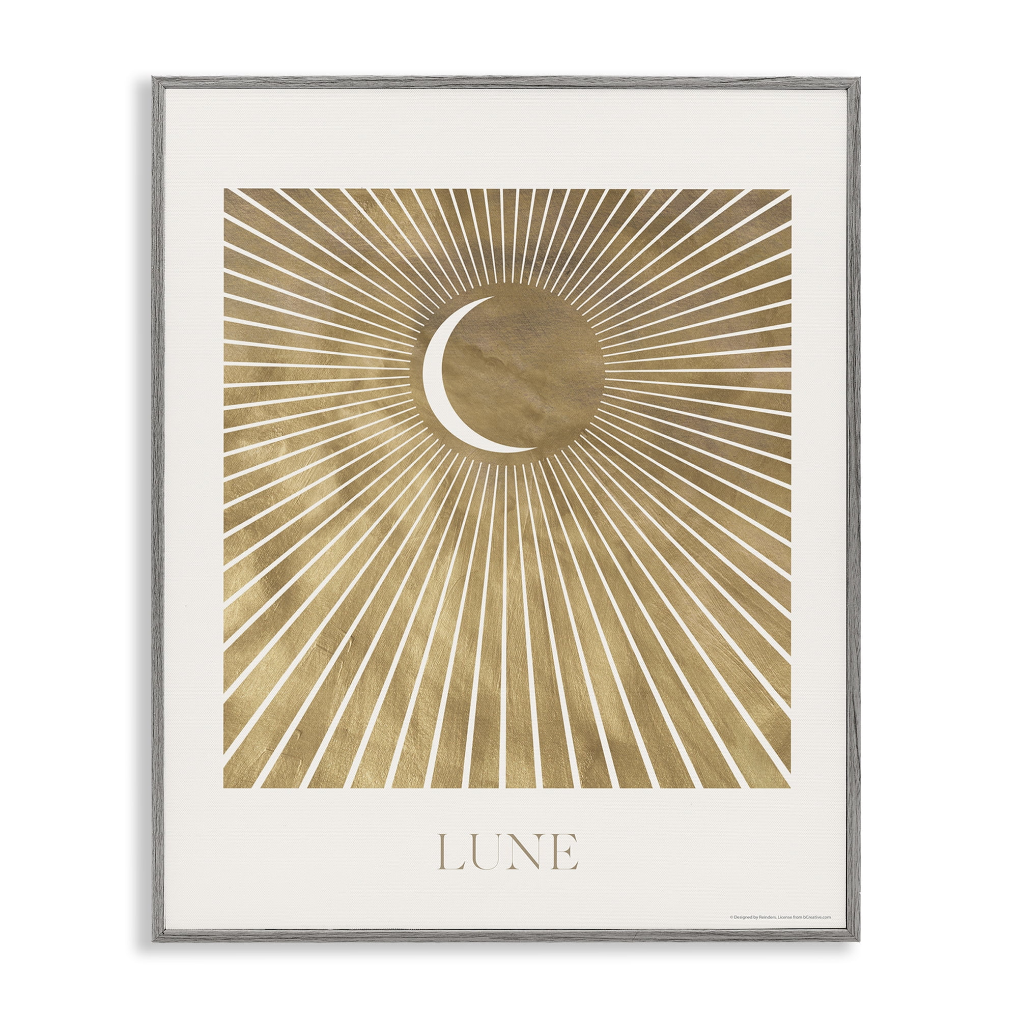Stupell Industries Lune Boho Moon Astrology & Stars Painting Gray Framed Art Print Wall Art, 11 x 14