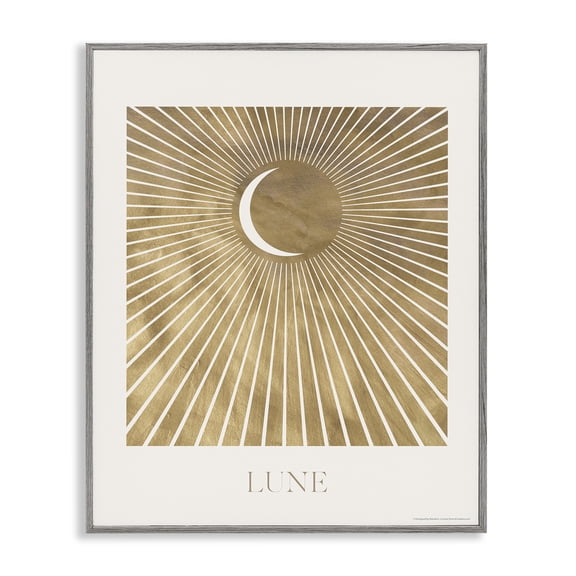 Stupell Industries Lune Boho Moon Astrology & Stars Painting Gray Framed Art Print Wall Art, 24 x 30