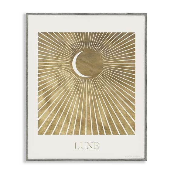 Stupell Industries Lune Boho Moon Astrology & Stars Painting Gray Framed Art Print Wall Art, 24 x 30