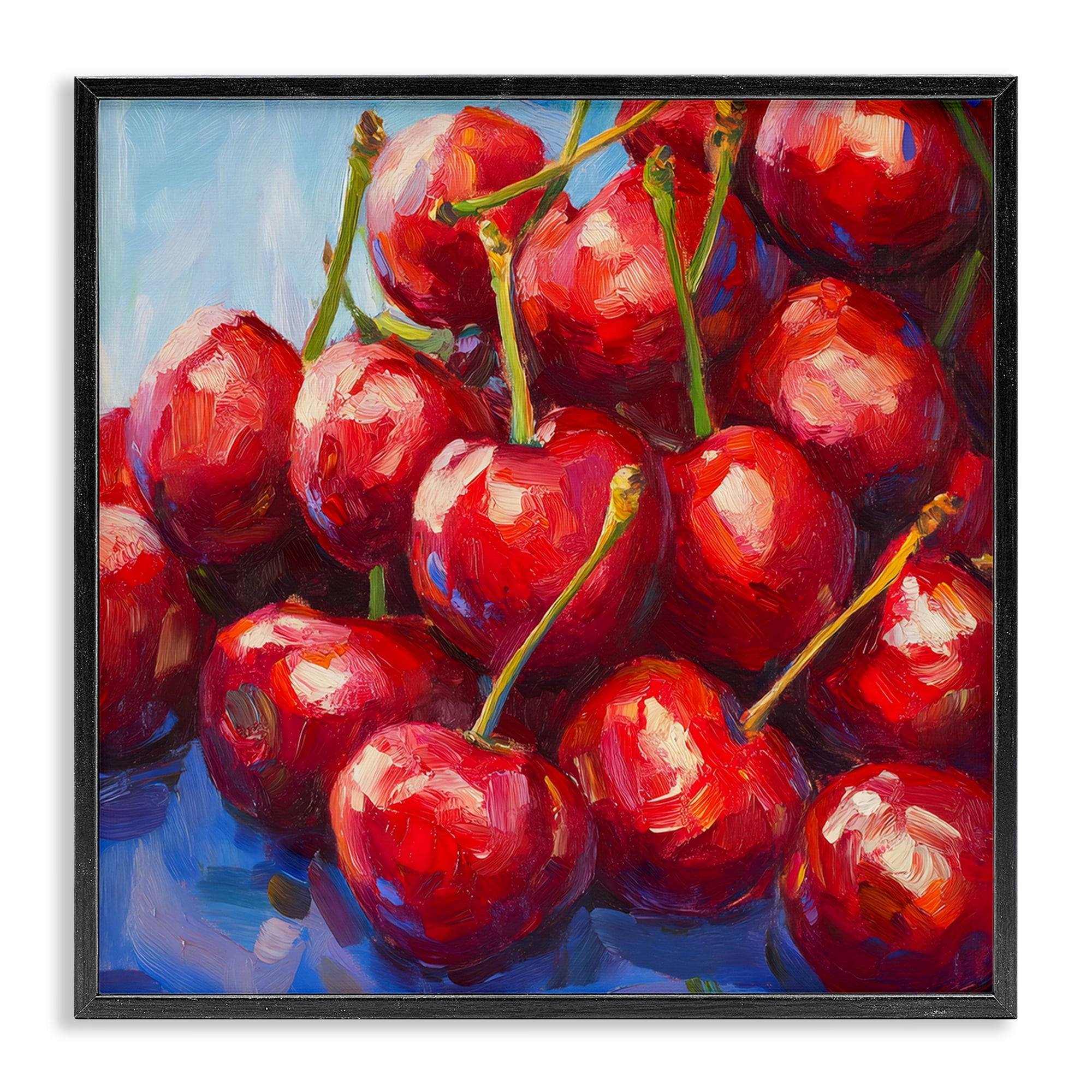 Stupell Industries Luscious Red Cherries of Summer Black Framed Giclee Art, design by Petal Prints Design