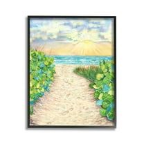 Stupell Industries Lush Beach Botanicals Landscape Painting Black Framed Art Print Wall Art, 11 x 14