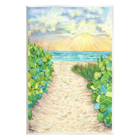 Stupell Industries Lush Beach Botanicals Landscape Painting Unframed Art Print Wall Art, 10 x 15
