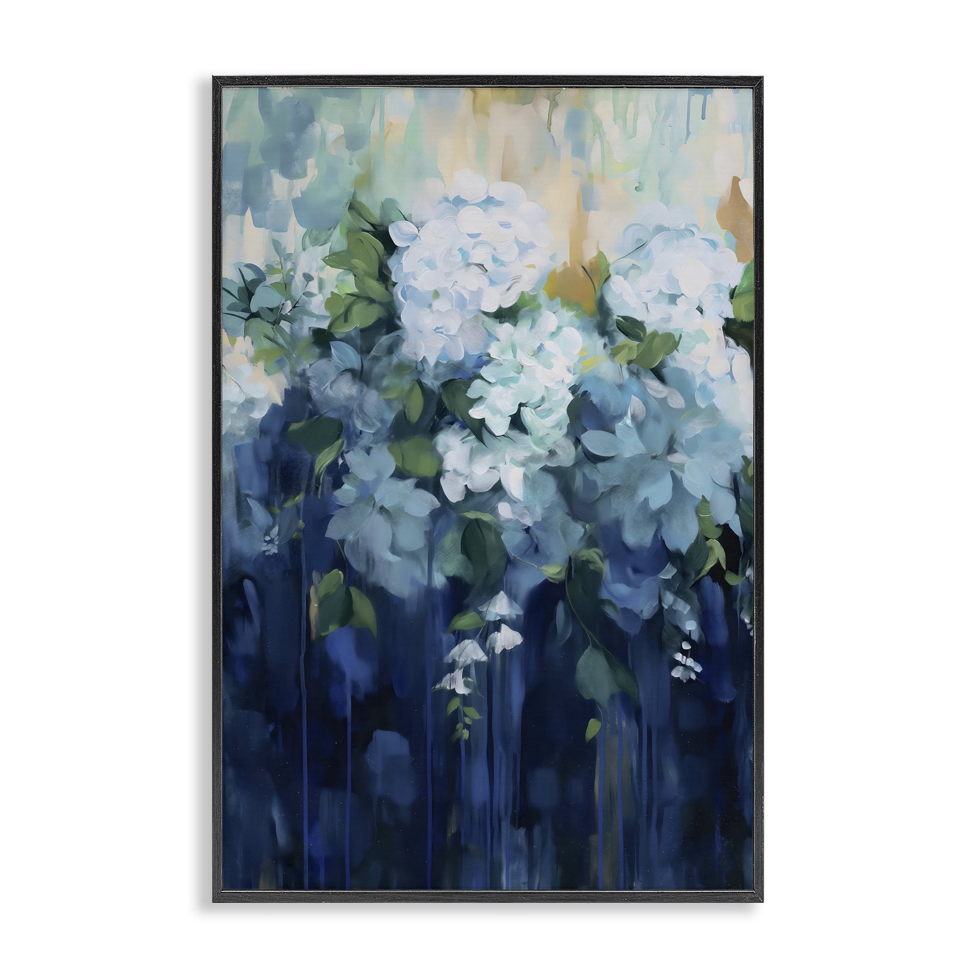 Stupell Industries Lush Blue Hydrangea Abstract Black Framed Giclee Art, design by Gina Kelly