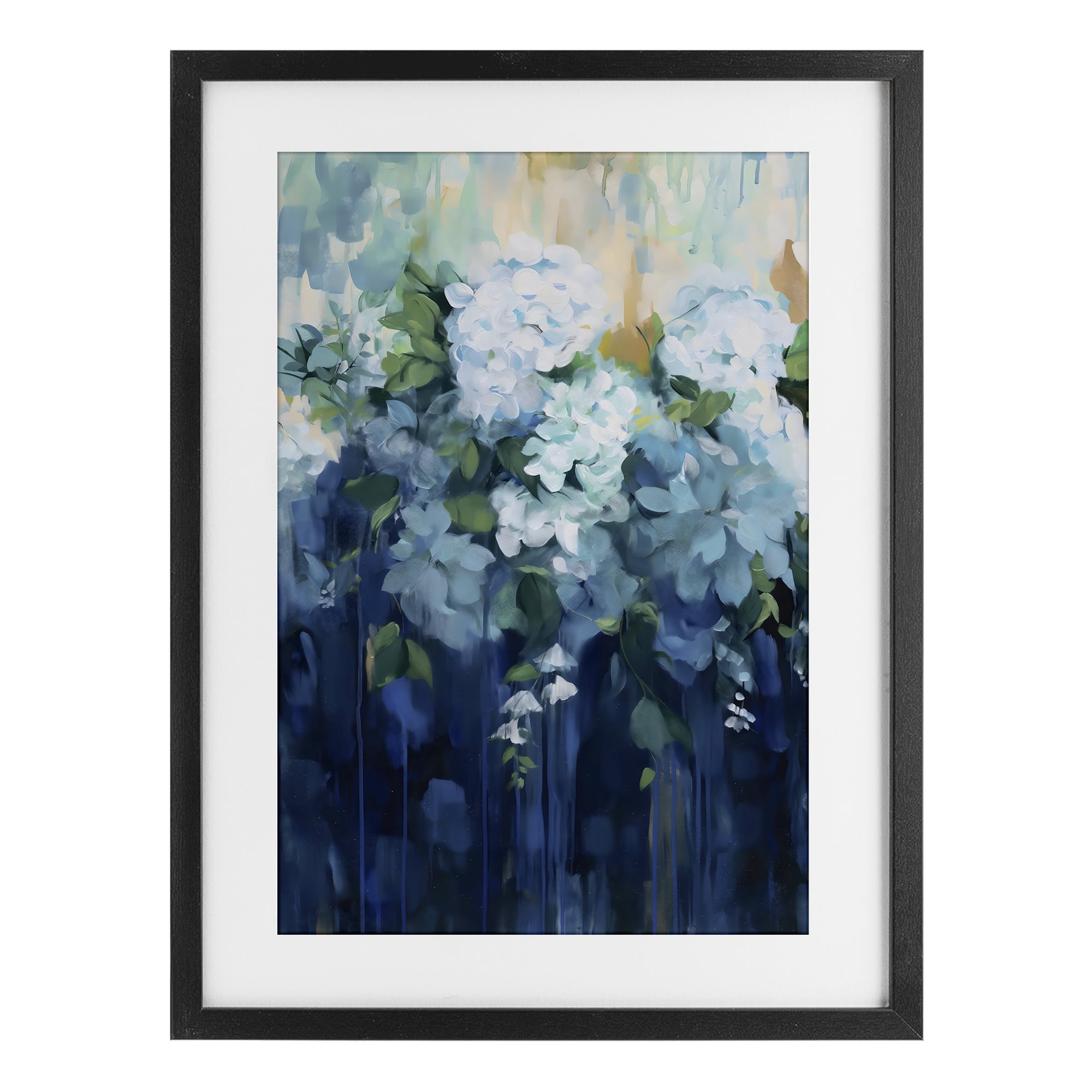Stupell Industries Lush Blue Hydrangea Abstract Black Framed Print Under Glass, design by Gina Kelly