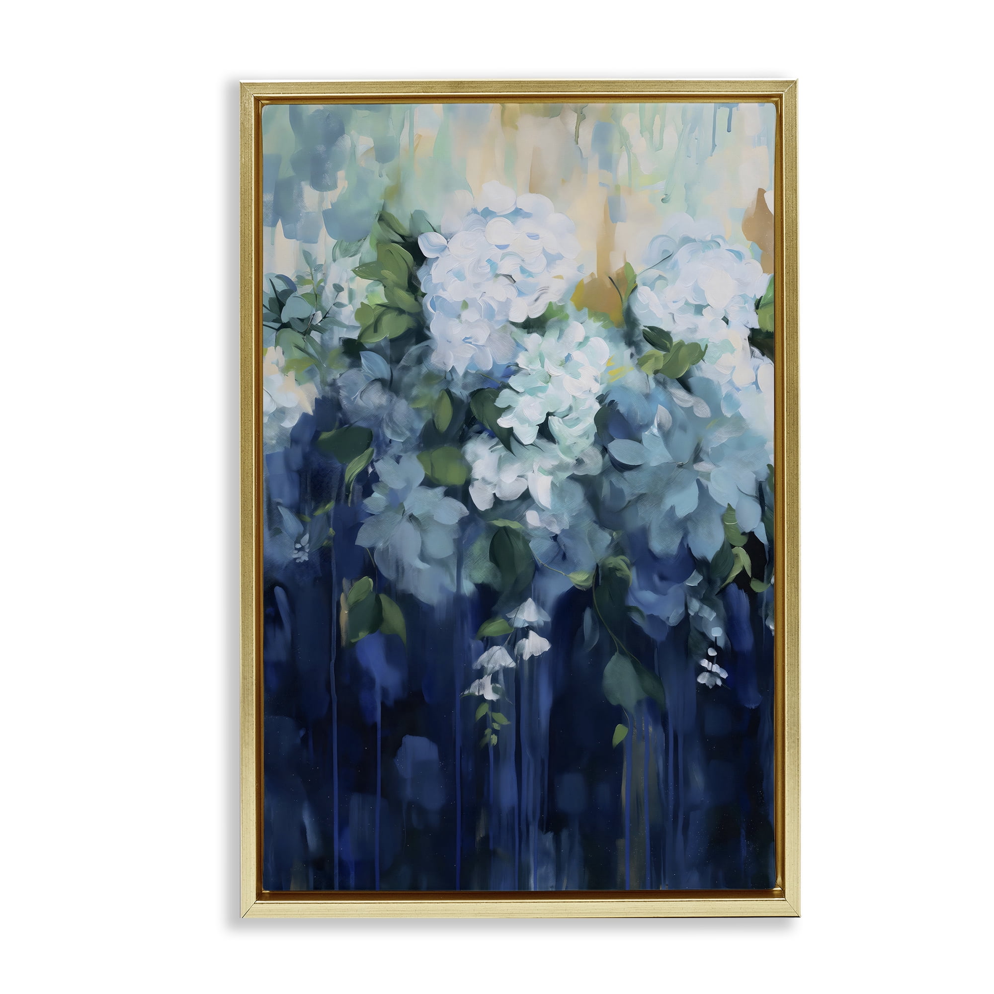 Stupell Industries Lush Blue Hydrangea Abstract Gold Framed Floater Canvas Wall Art, design by Gina Kelly