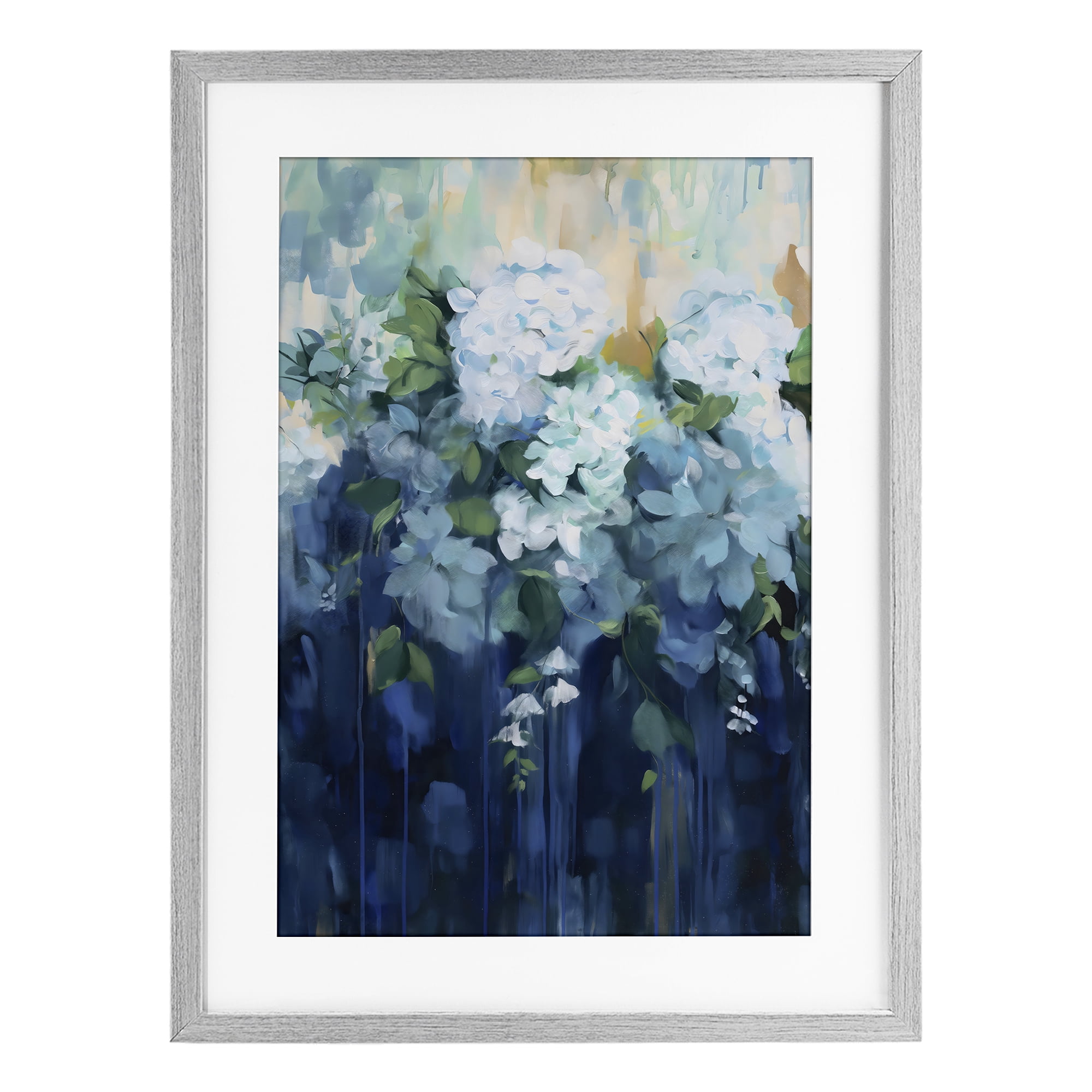 Stupell Industries Lush Blue Hydrangea Abstract Gray Framed Print Under Glass, design by Gina Kelly