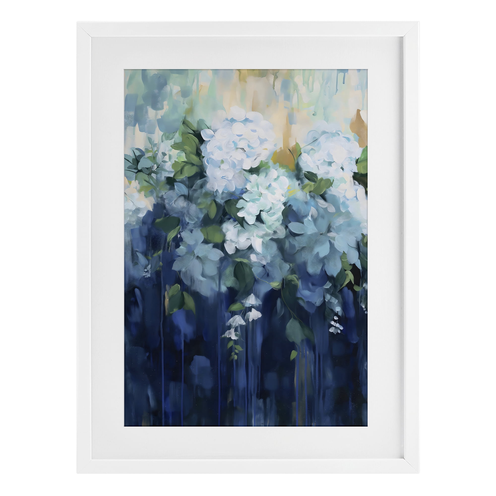 Stupell Industries Lush Blue Hydrangea Abstract White Framed Print Under Glass, design by Gina Kelly