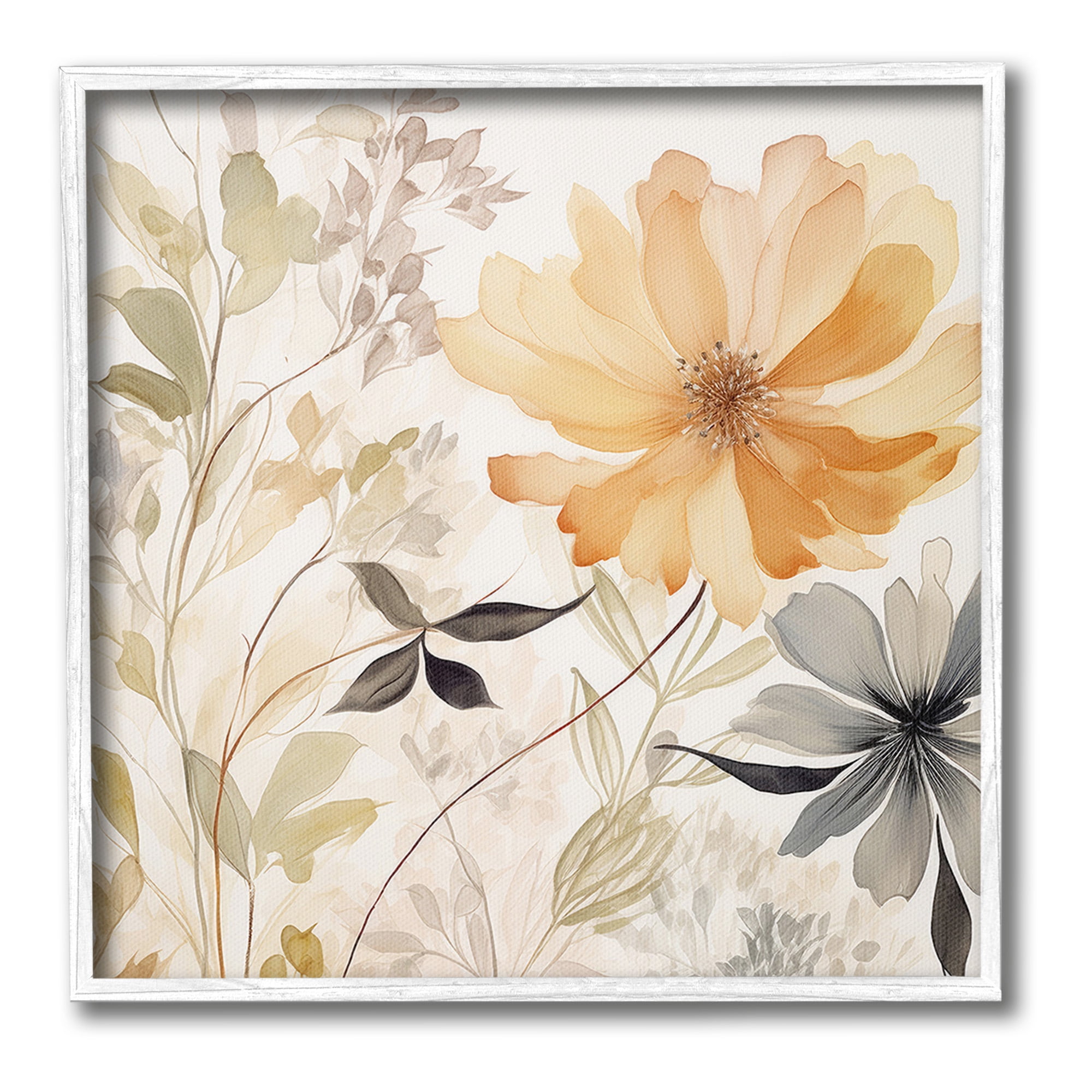 Stupell Industries Lush Botanical Serenity Botanical & Floral Painting White Framed Art Print Wall Art, 17 x 17