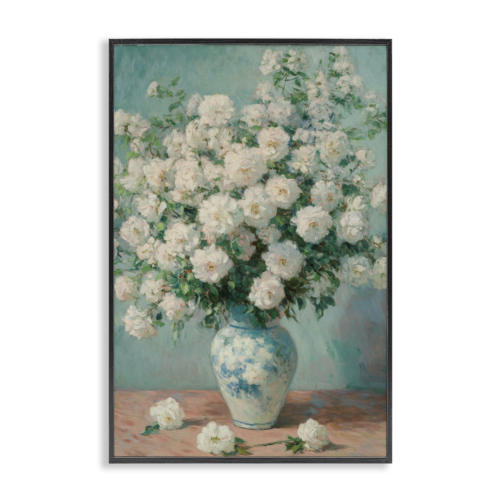 Stupell Industries Lush Bouquet of White Roses Black Framed Giclee Art, design by Petal Prints Design