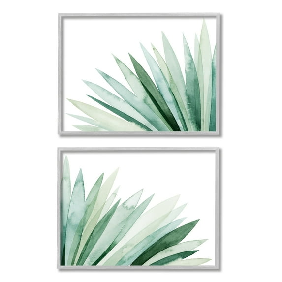 Stupell Industries Lush Green Botanicals Grass Leaves Watercolor Detail Framed Wall Art, 14 x 11, Design by Grace Popp