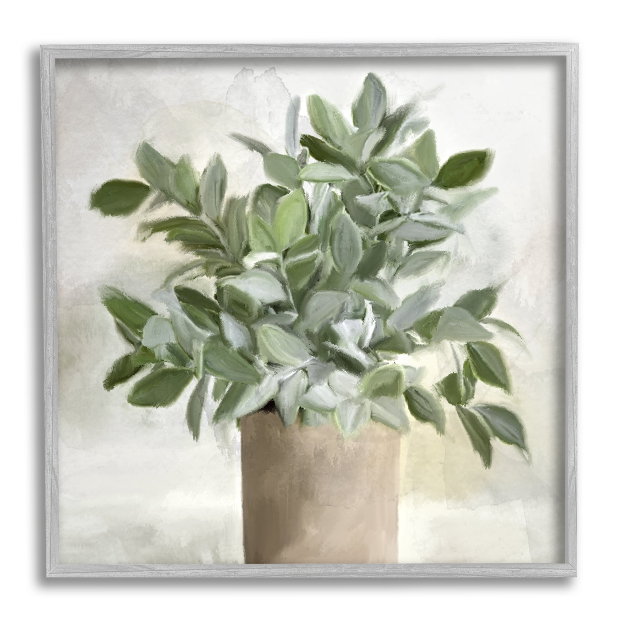 Stupell Industries Lush Green House Plant Leaves Detailed Painting Painting Gray Framed Art Print Wall Art, Design by Kim Allen
