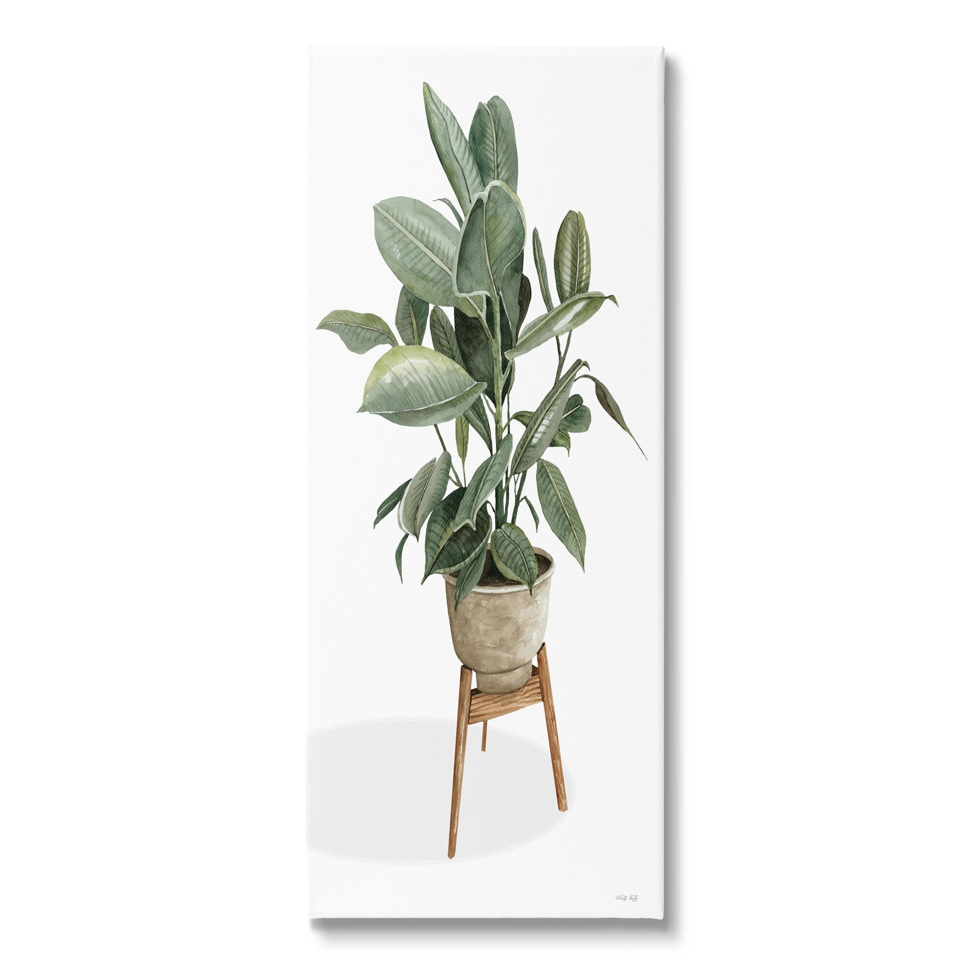Stupell Industries Lush Green Potted House Plant Round Leaves Painting Gallery Wrapped Canvas Print Wall Art, Design by Cindy Jacobs