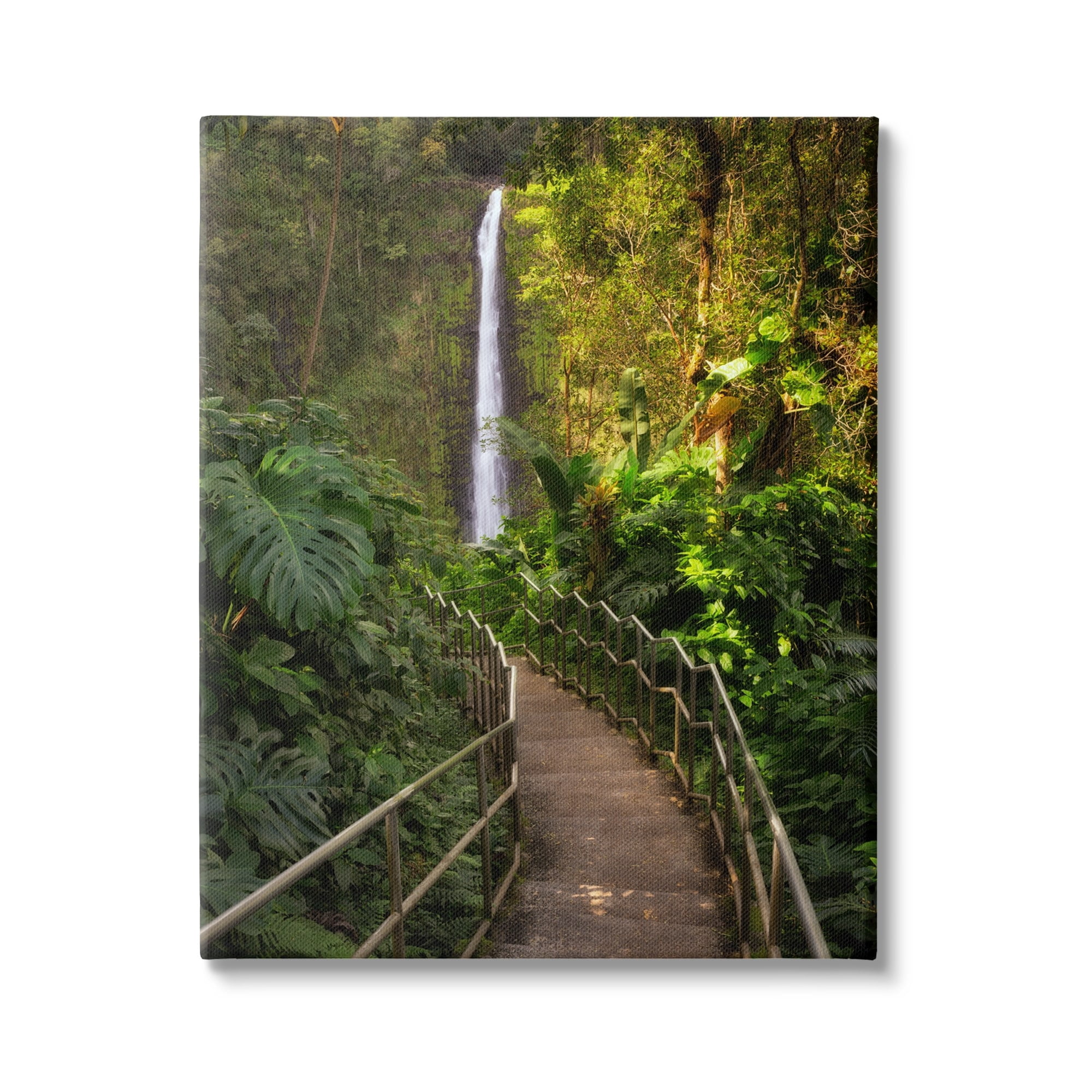Stupell Industries Lush Jungle Bridge Waterfall Landscape Photography Gallery Wrapped Canvas Print Wall Art