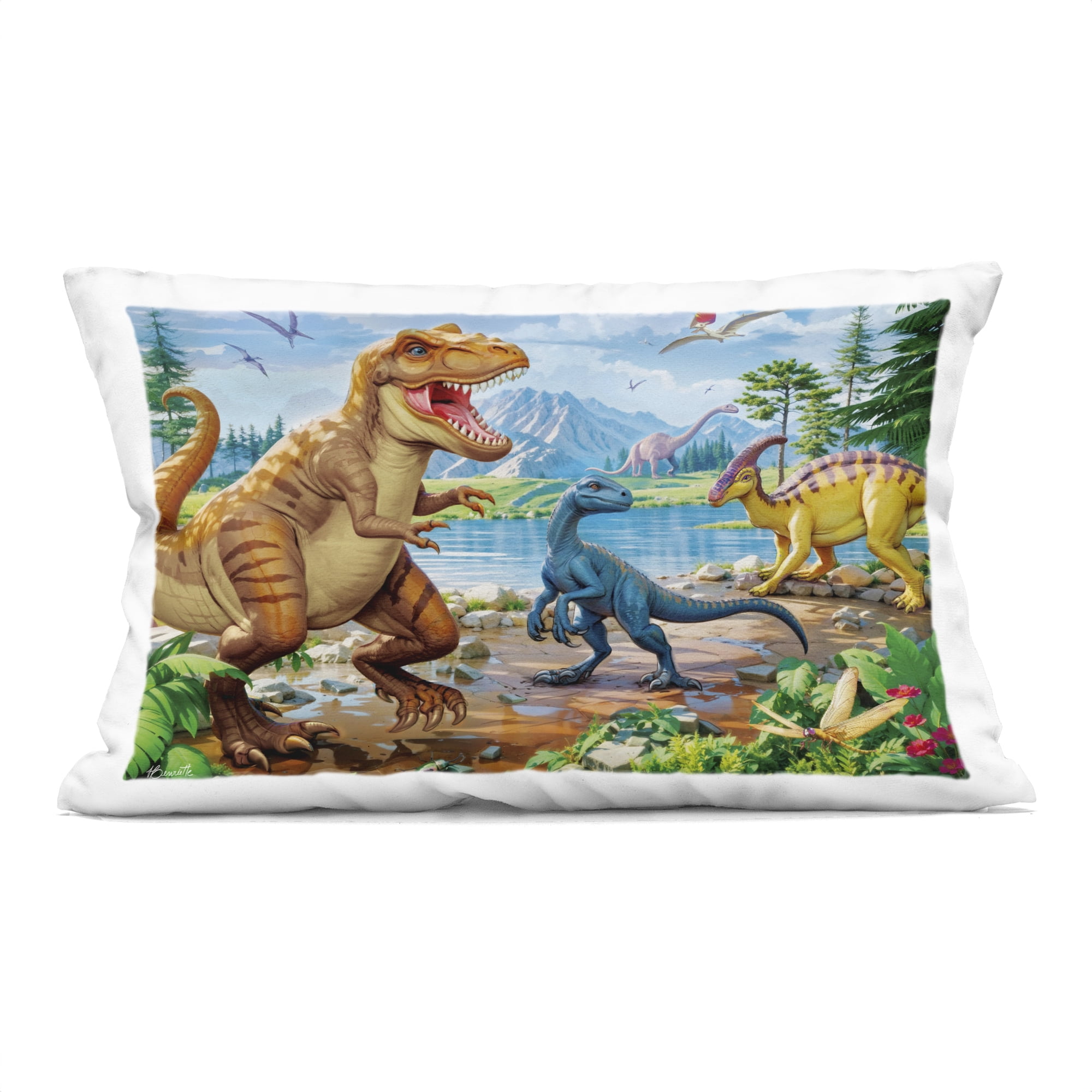 Stupell Industries Lush Jurassic Lakeside Decorative Printed Throw Pillow, design by Henriette Chinaglia, 14 x 7 x 20