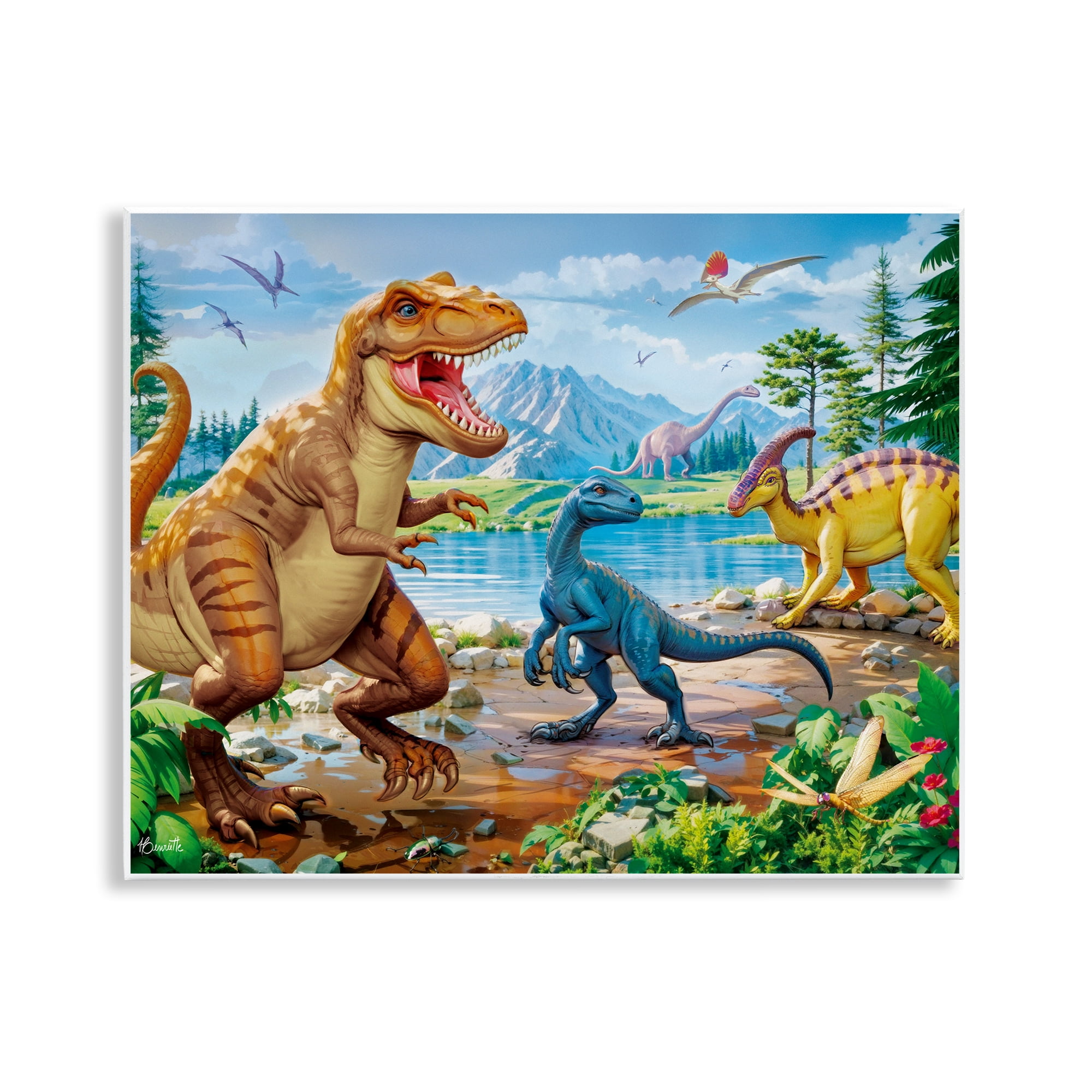 Stupell Industries Lush Jurassic Lakeside Wall Plaque Art, design by Henriette Chinaglia