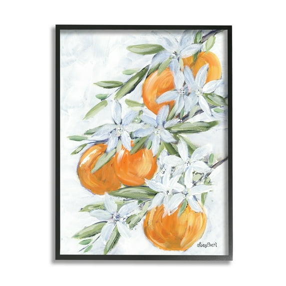 Stupell Industries Lush Orange Tree Flower Blossoms Painting Black Framed Art Print Wall Art, 11x14, by Roey Ebert