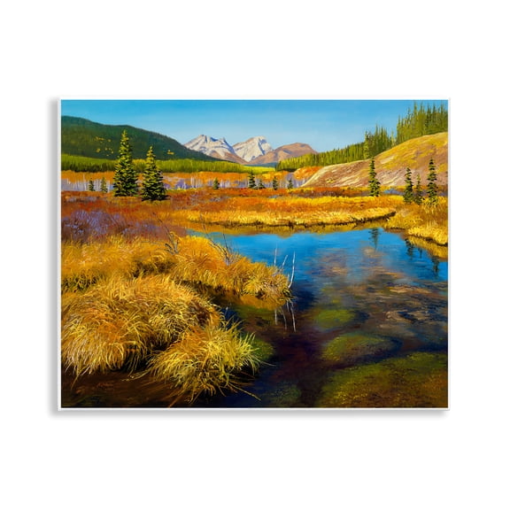 Stupell Industries Lush Pond Landscape Landscape & Nature Painting Unframed Art Print Wall Art, 14 x 11