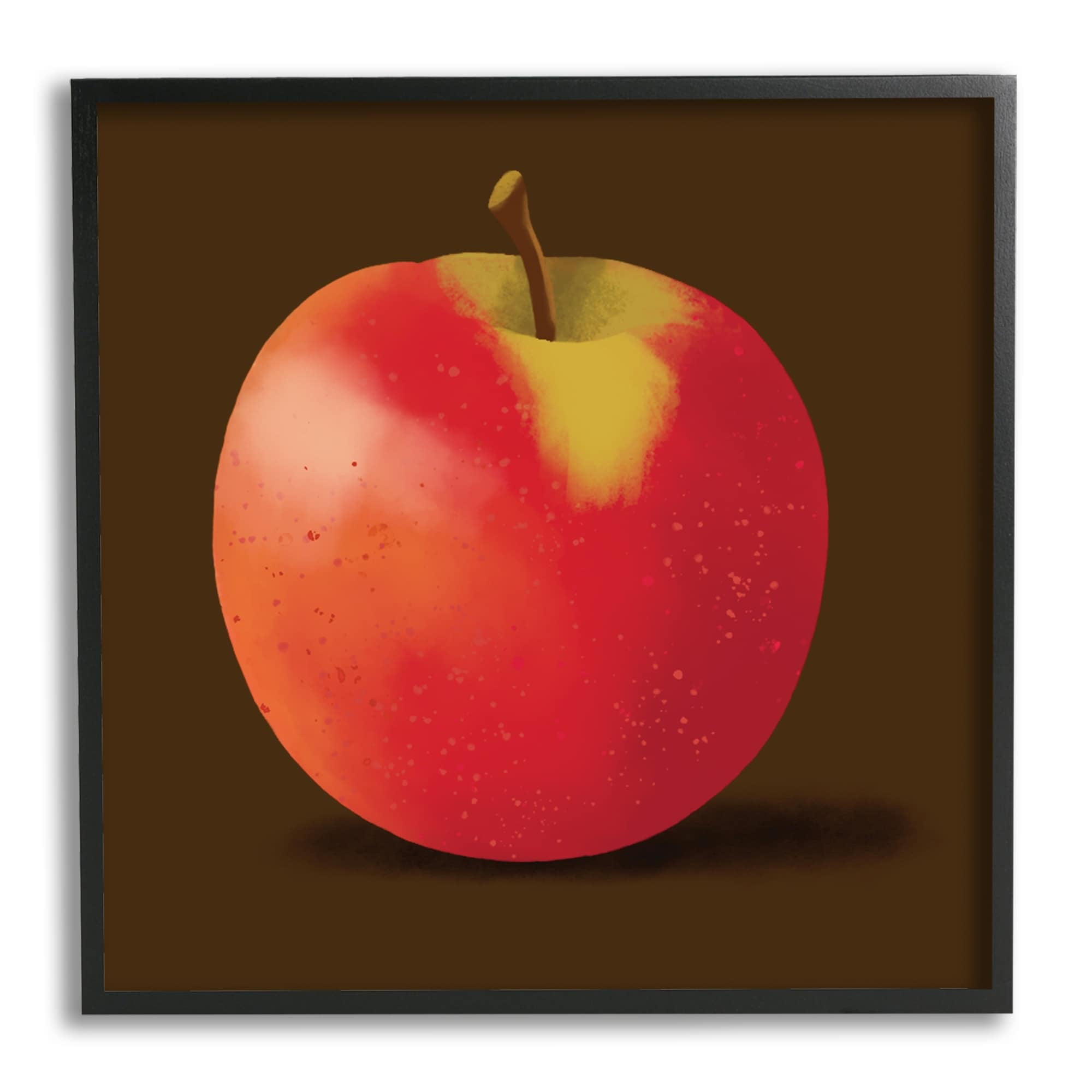 Stupell Industries Lush Red Apple Detailed Portrait Design Graphic Art Black Framed Art Print Wall Art, 24x24, by Sally Springer Griffith