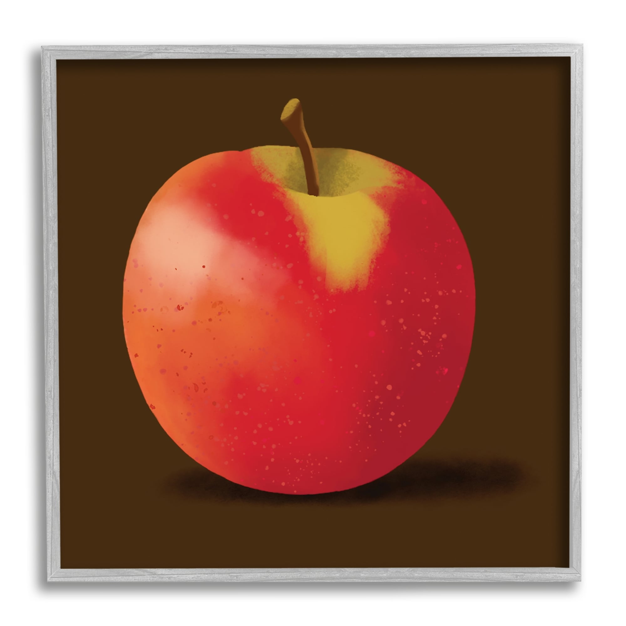 Stupell Industries Lush Red Apple Detailed Portrait Design Graphic Art Gray Framed Art Print Wall Art, 24x24, by Sally Springer Griffith