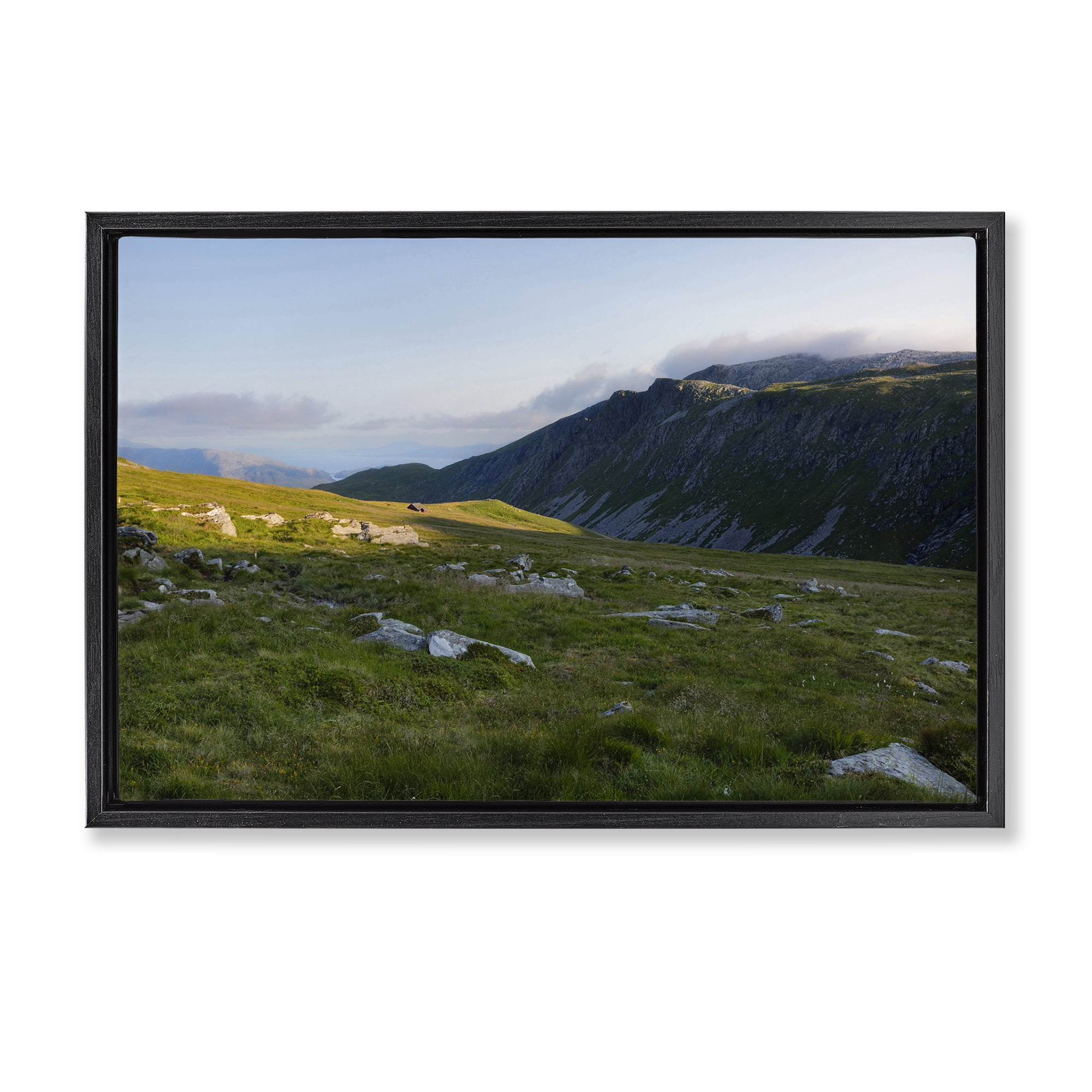 Stupell Industries Lush Rolling Cliffs Landscape & Nature Photography Black Floater Framed Canvas Art Print Wall Art, 31 x 21