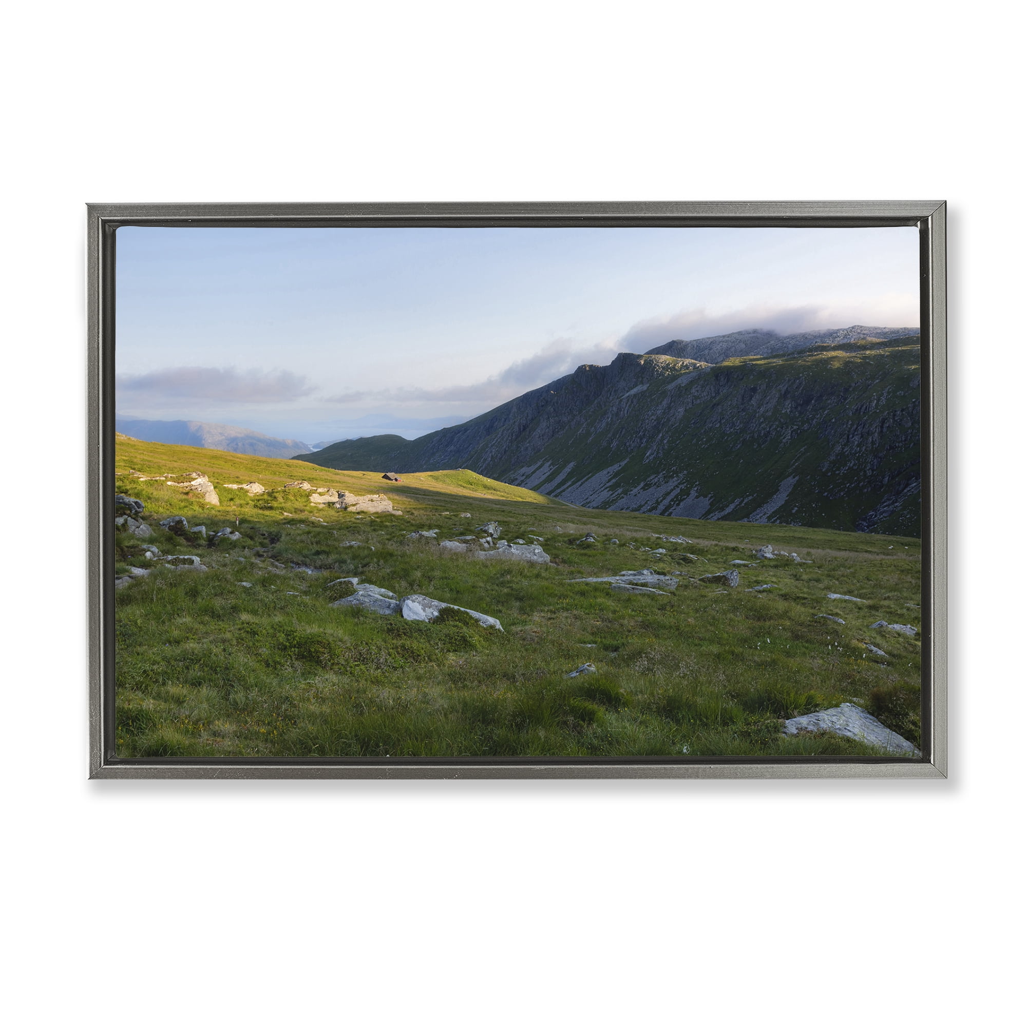 Stupell Industries Lush Rolling Cliffs Landscape & Nature Photography Gray Floater Framed Canvas Art Print Wall Art, 25 x 17