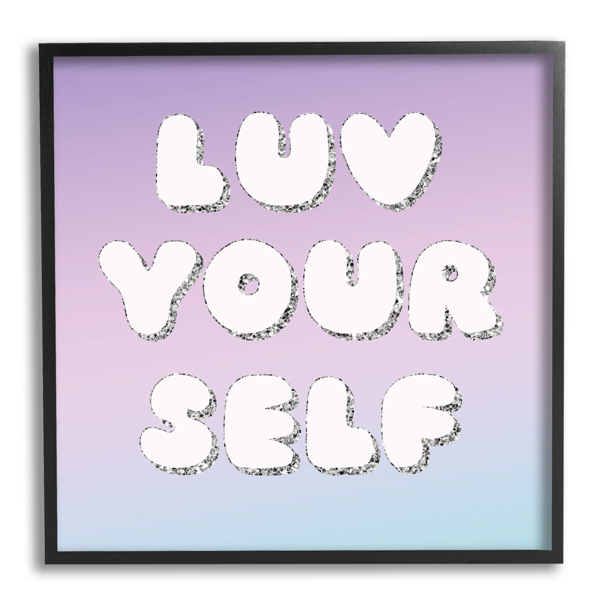 Stupell Industries Luv Yourself Self Care Phrase Inspirational Painting Black Framed Art Print Wall Art